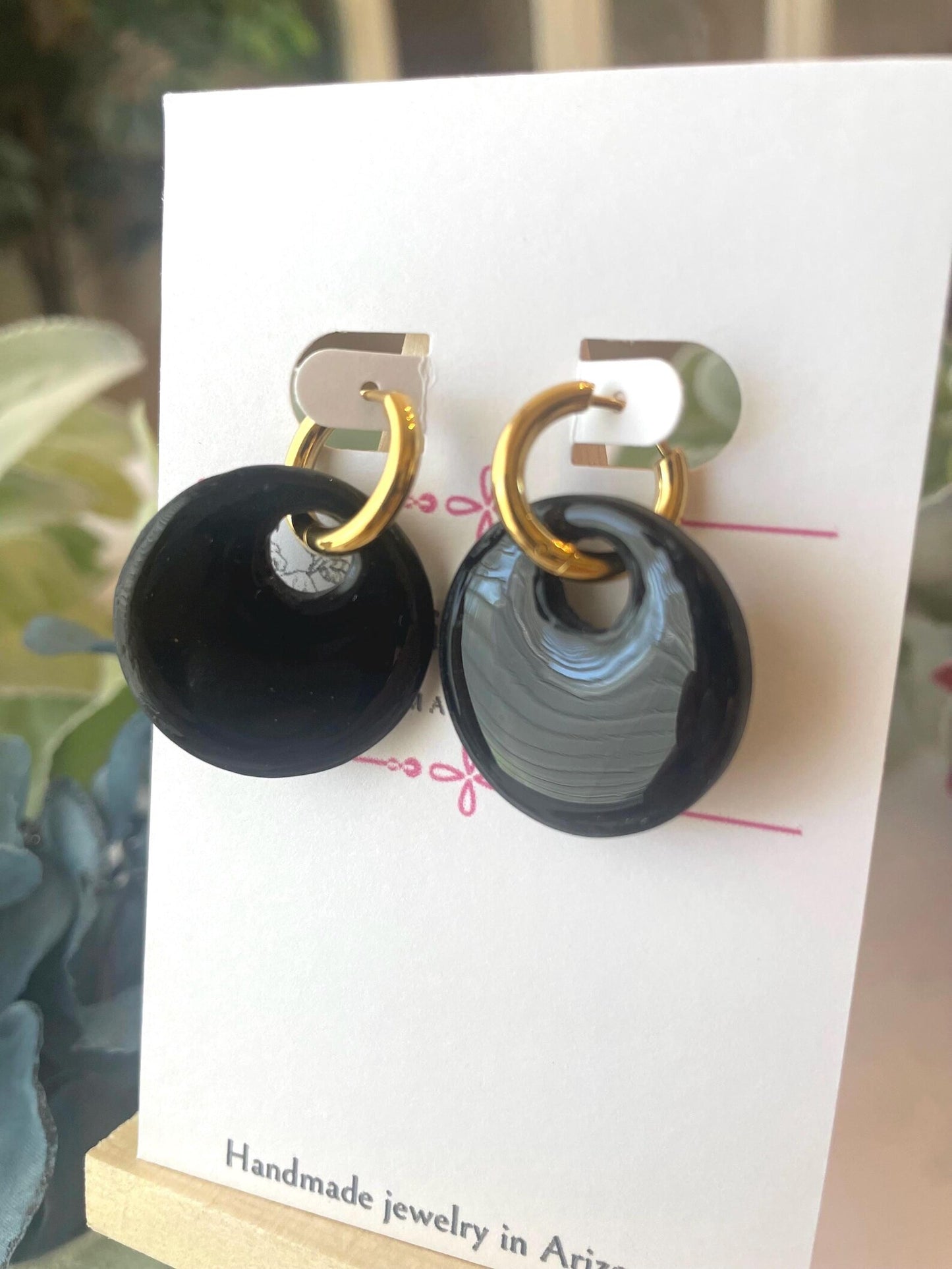 Handmade Polymer Clay Huggie Earrings | Interchangeable Charm Set