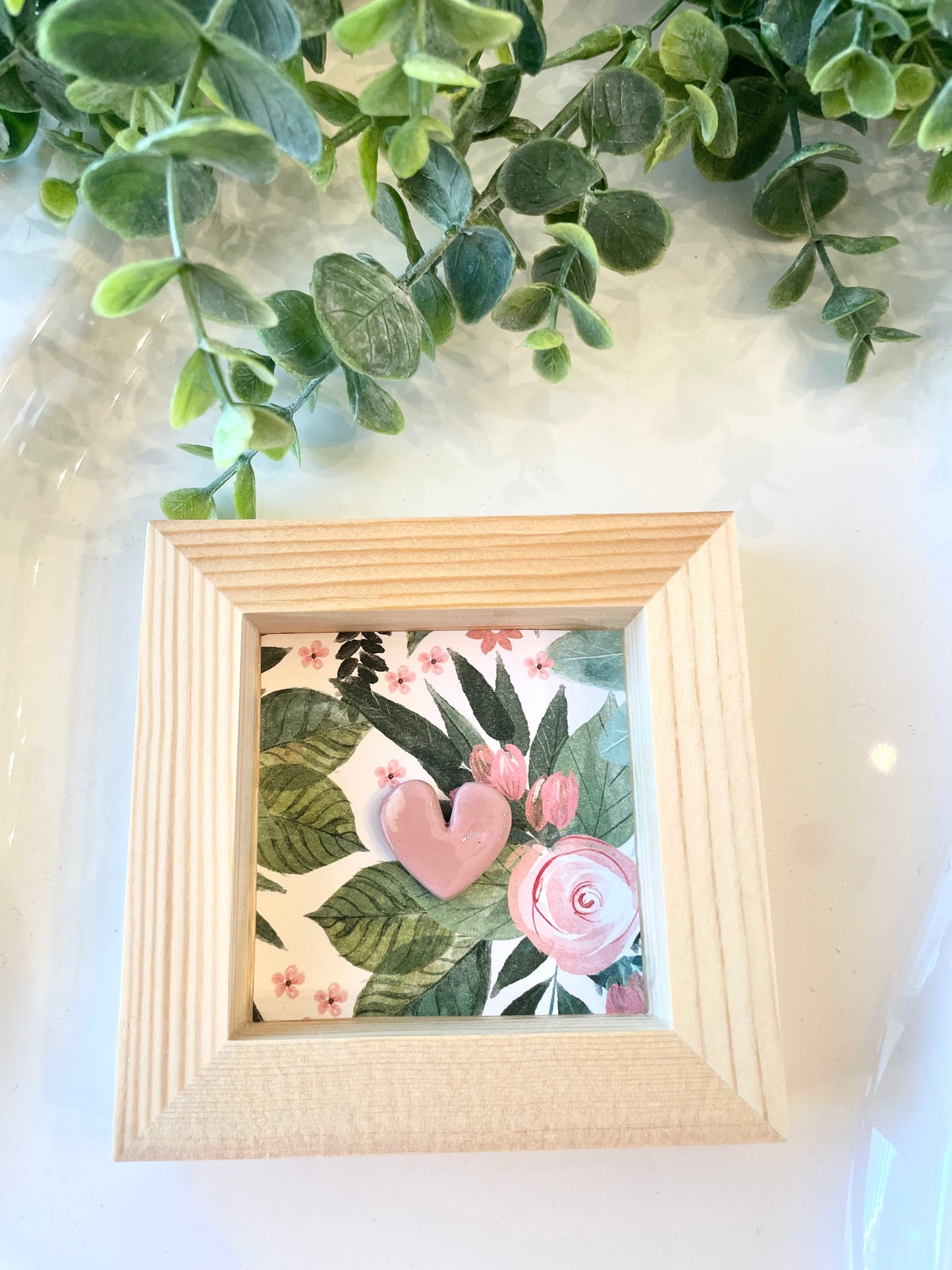 Handmade Mini Wooden Clay Heart Shadow Box Frames | Romantic Home Decor & Gift Idea