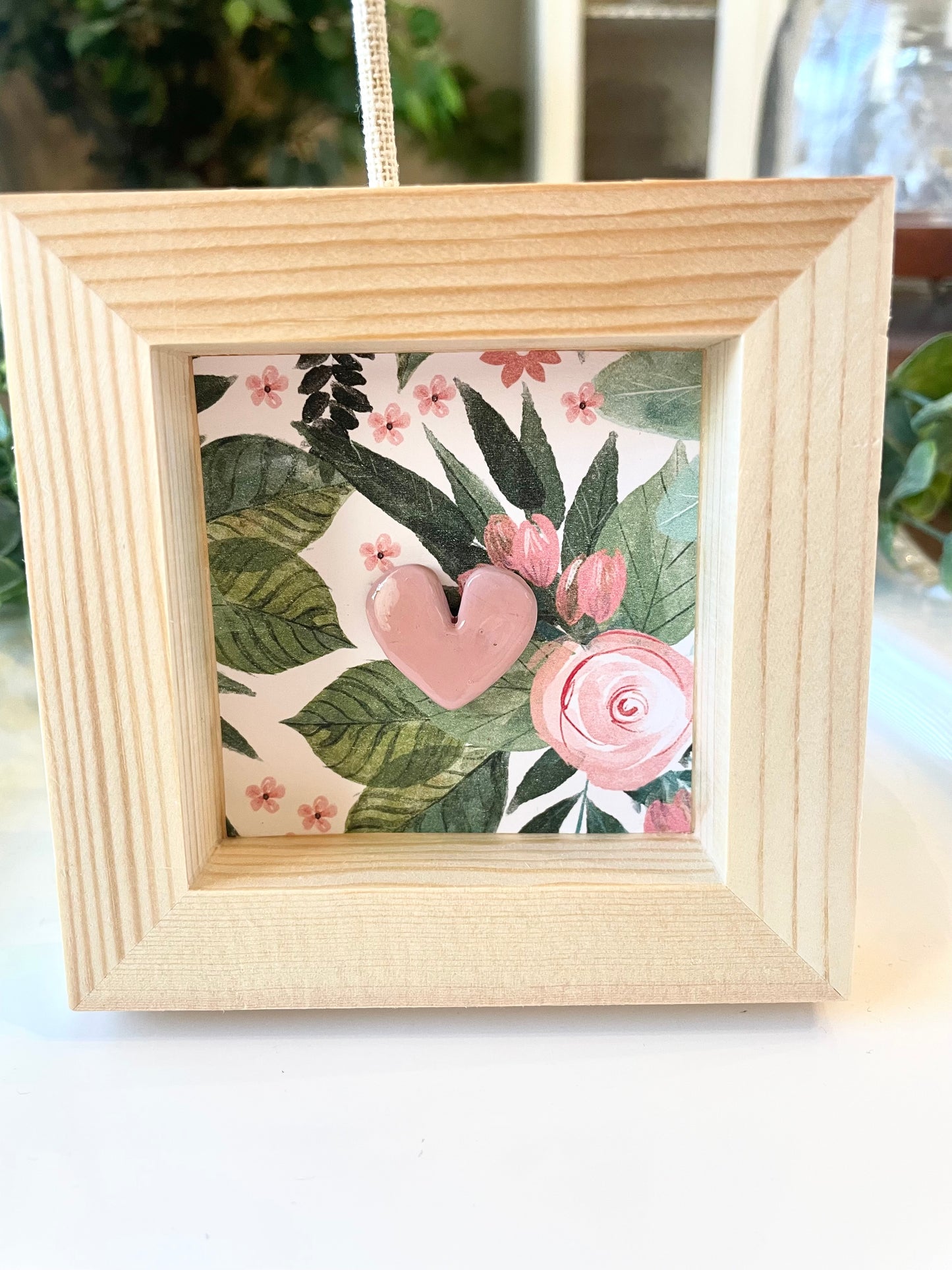 Handmade Mini Wooden Clay Heart Shadow Box Frames | Romantic Home Decor & Gift Idea