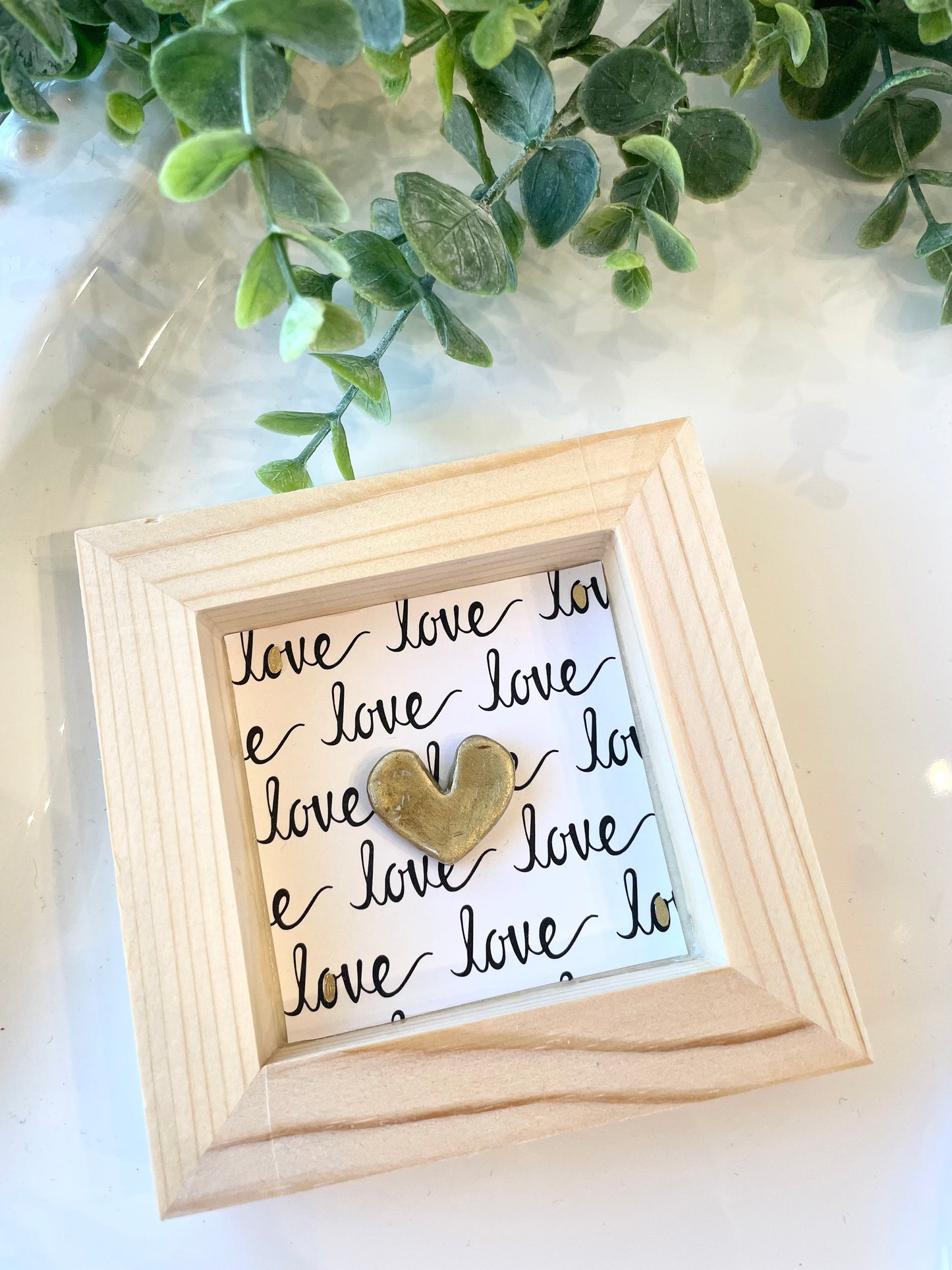 Handmade Mini Wooden Clay Heart Shadow Box Frames | Romantic Home Decor & Gift Idea