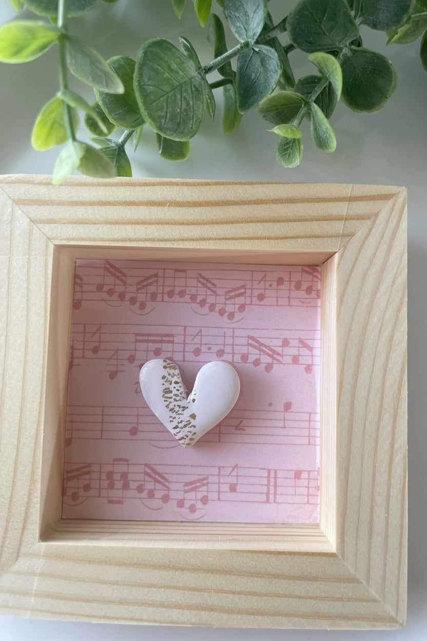 Handmade Mini Wooden Clay Heart Shadow Box Frames | Romantic Home Decor & Gift Idea