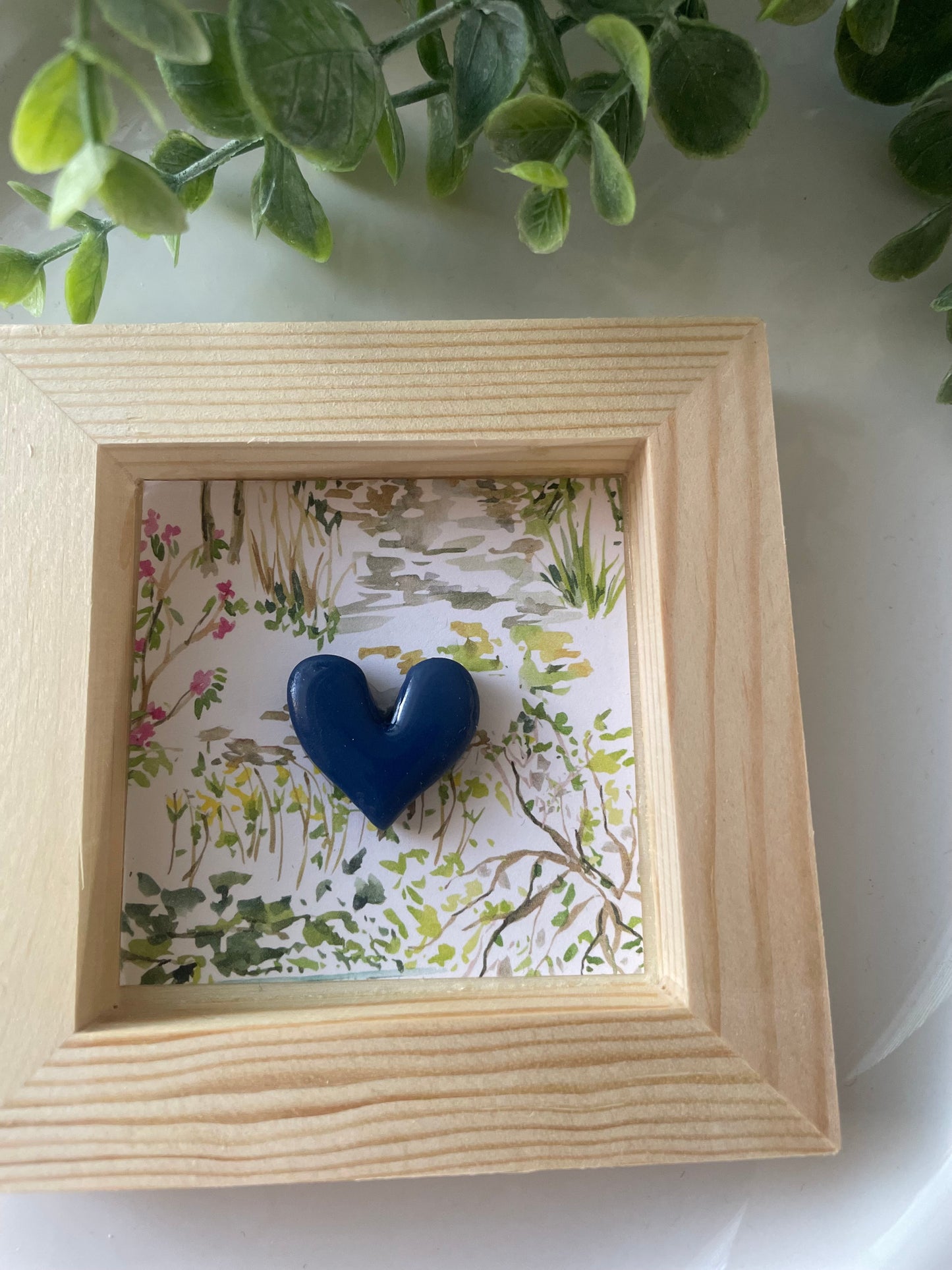 Handmade Mini Wooden Clay Heart Shadow Box Frames | Romantic Home Decor & Gift Idea