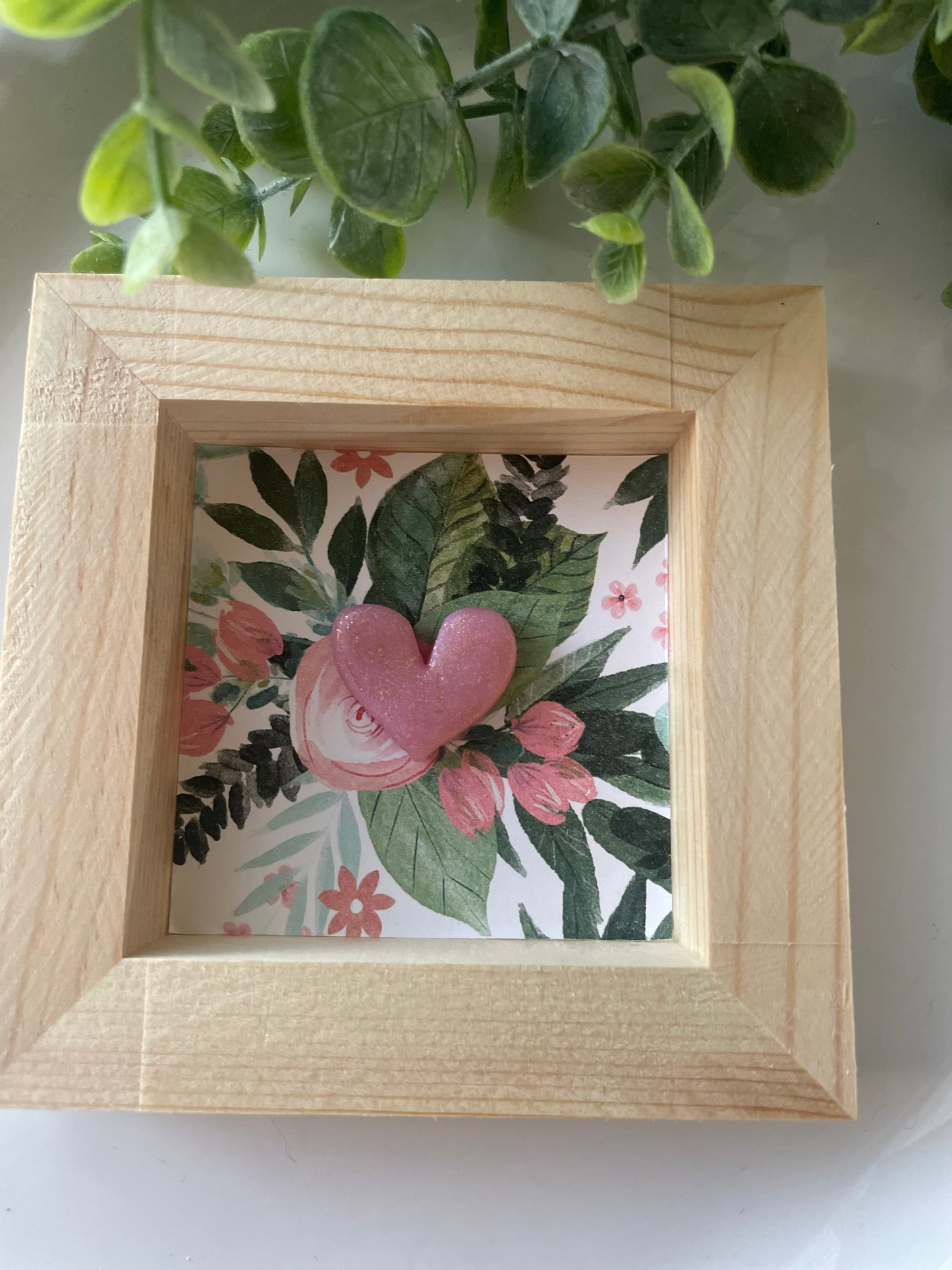 Handmade Mini Wooden Clay Heart Shadow Box Frames | Romantic Home Decor & Gift Idea