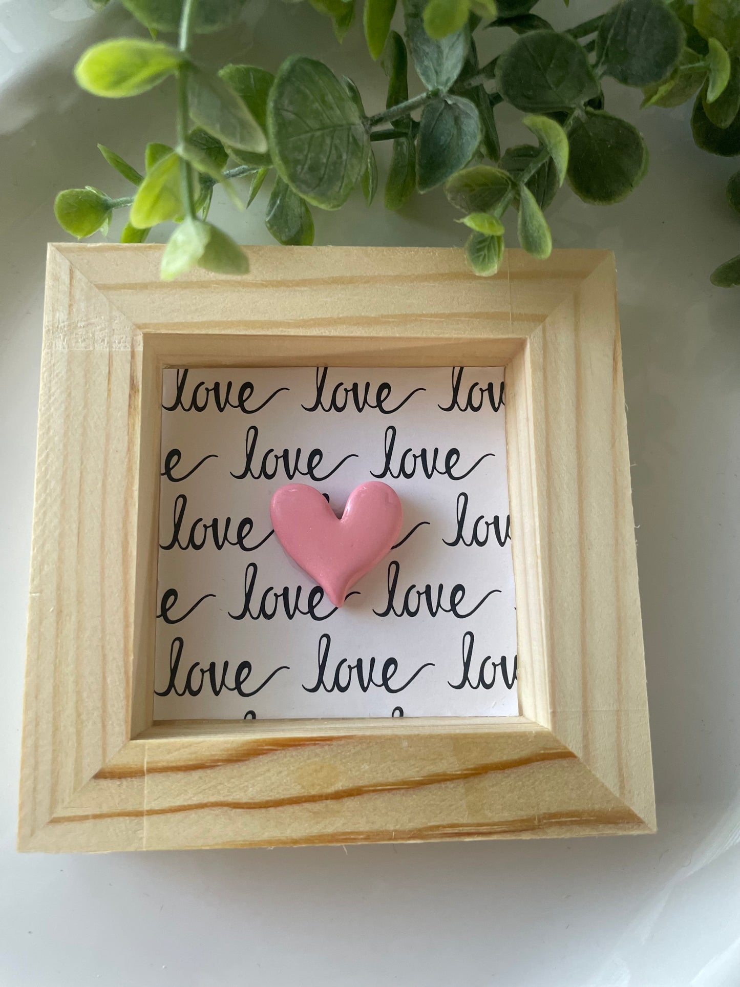 Handmade Mini Wooden Clay Heart Shadow Box Frames | Romantic Home Decor & Gift Idea