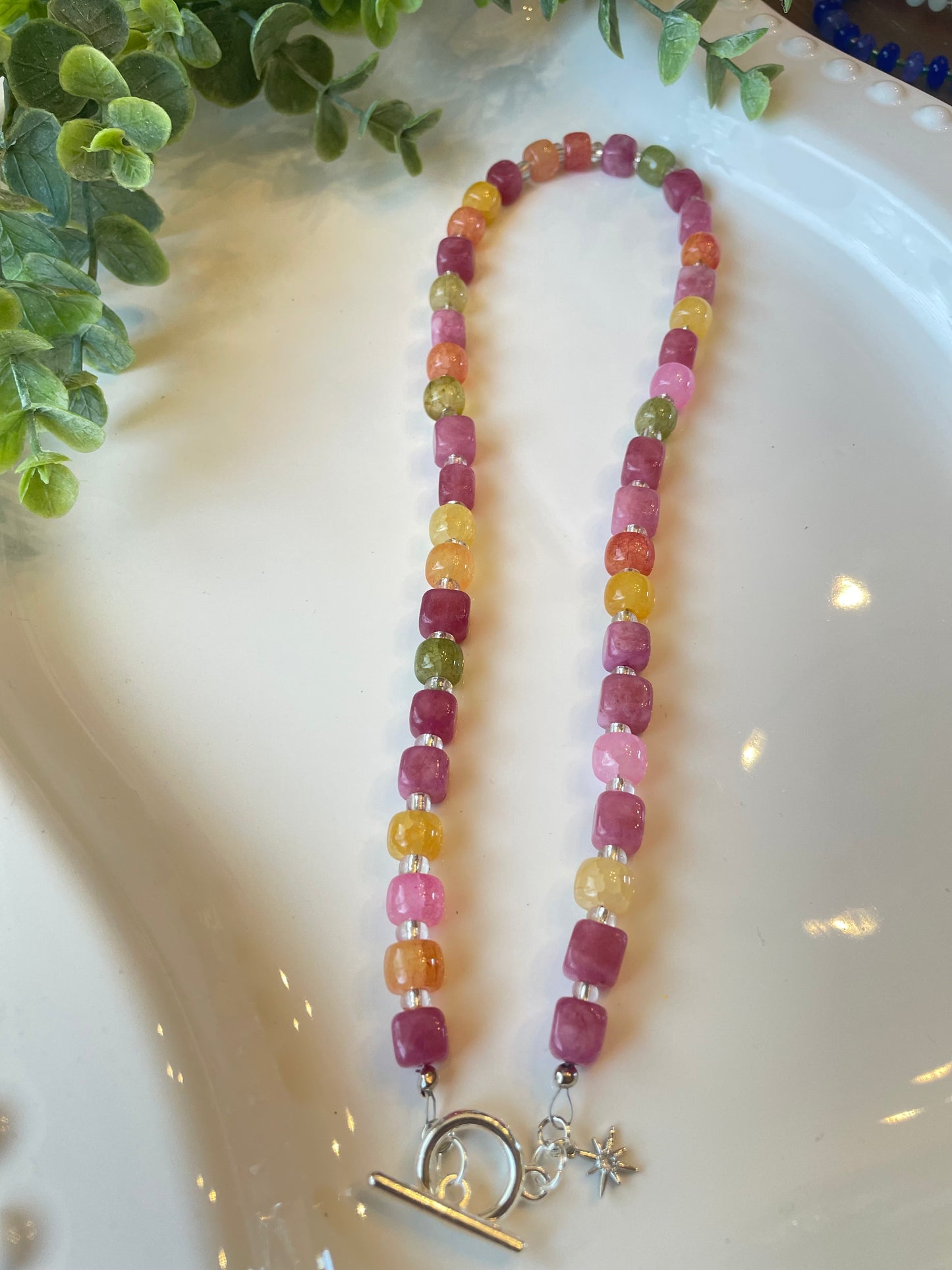 Anthro Style Beaded Necklace | Handmade Pastel Gemstone Beaded Necklace | Colorful Crystal Choker | Boho Luxury Jewelry Gift for Women