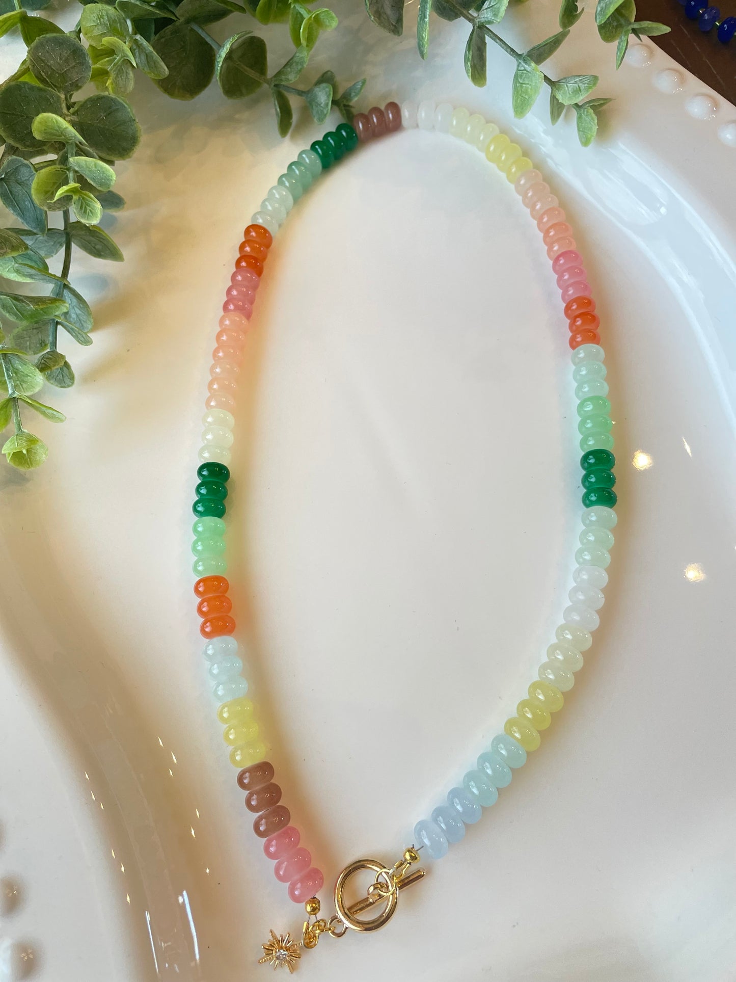 Anthro Style Beaded Necklace | Handmade Pastel Gemstone Beaded Necklace | Colorful Crystal Choker | Boho Luxury Jewelry Gift for Women