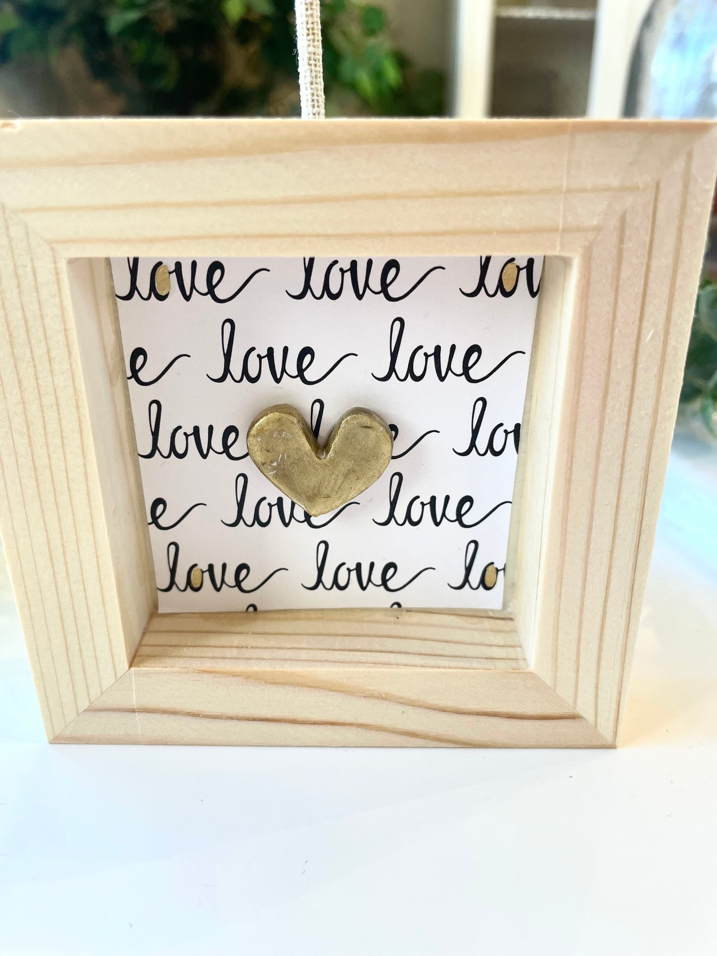 Handmade Mini Wooden Clay Heart Shadow Box Frames | Romantic Home Decor & Gift Idea