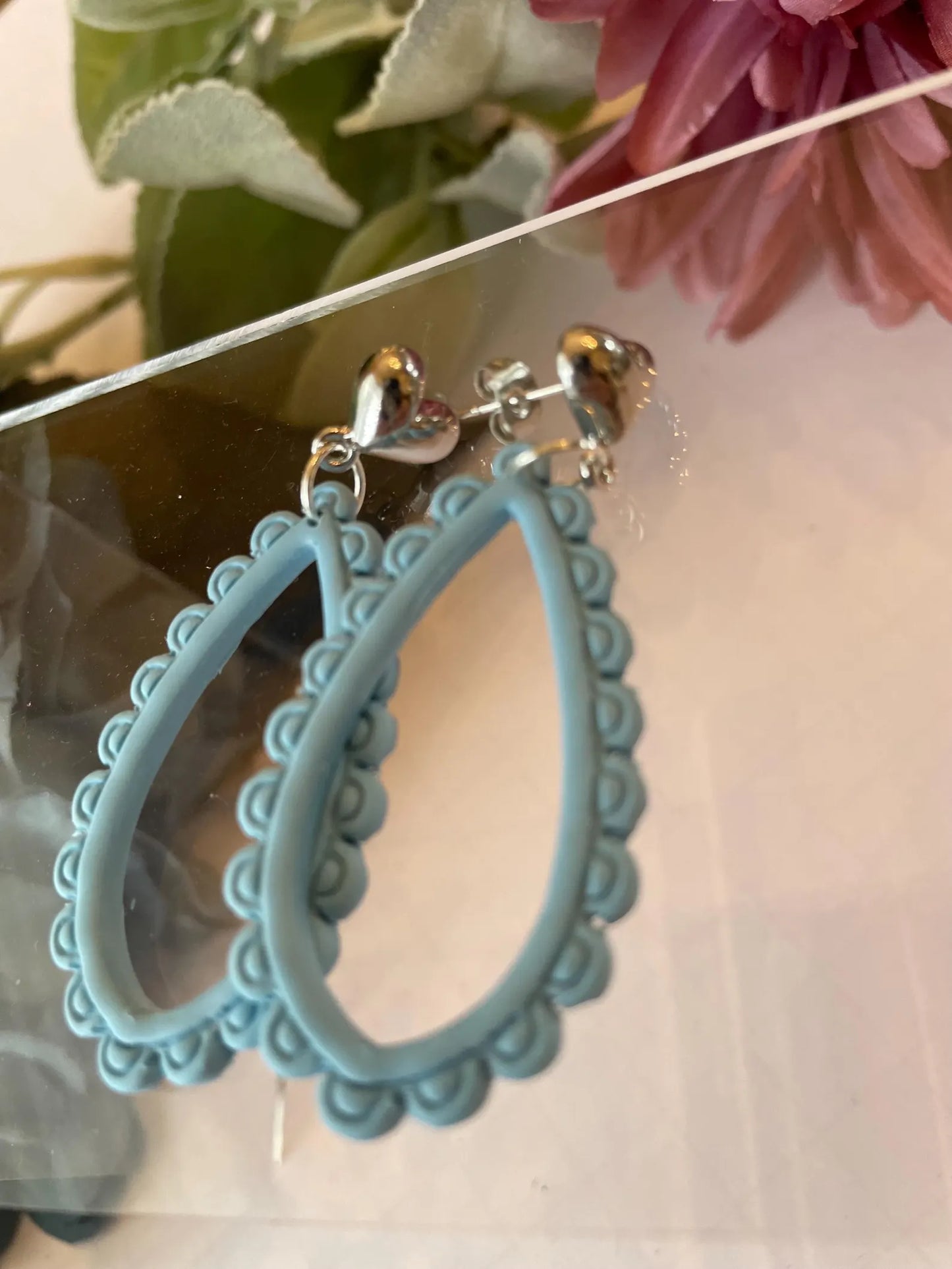 Scallop Teardrop Dangle Earrings | Polymer Clay Handmade Earrings