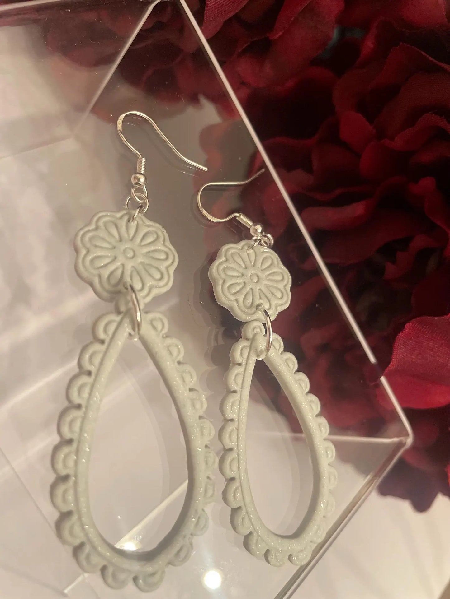 Scallop Teardrop Dangle Earrings | Polymer Clay Handmade Earrings