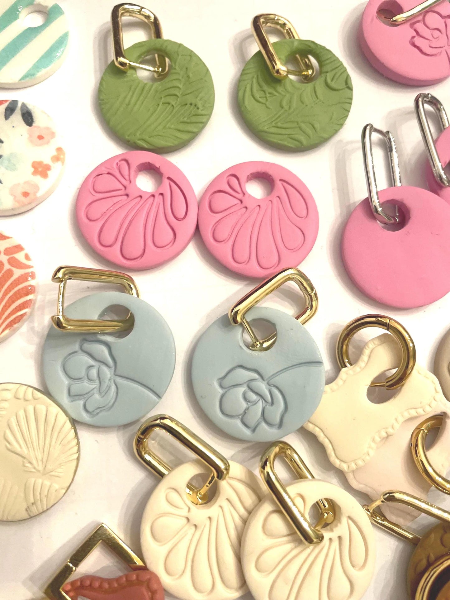 Handmade Polymer Clay Huggie Earrings | Interchangeable Charm Set
