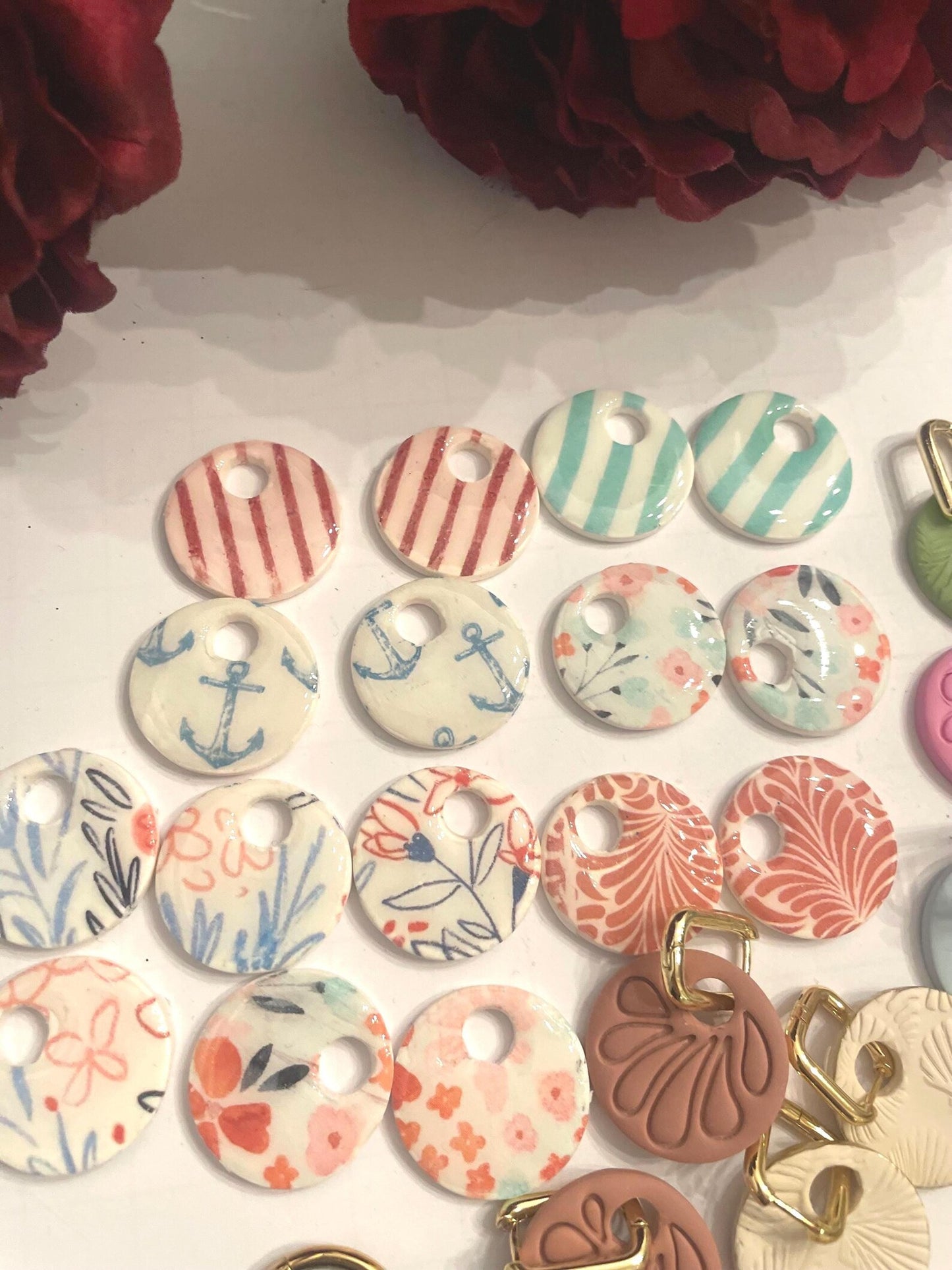 Handmade Polymer Clay Huggie Earrings | Interchangeable Charm Set