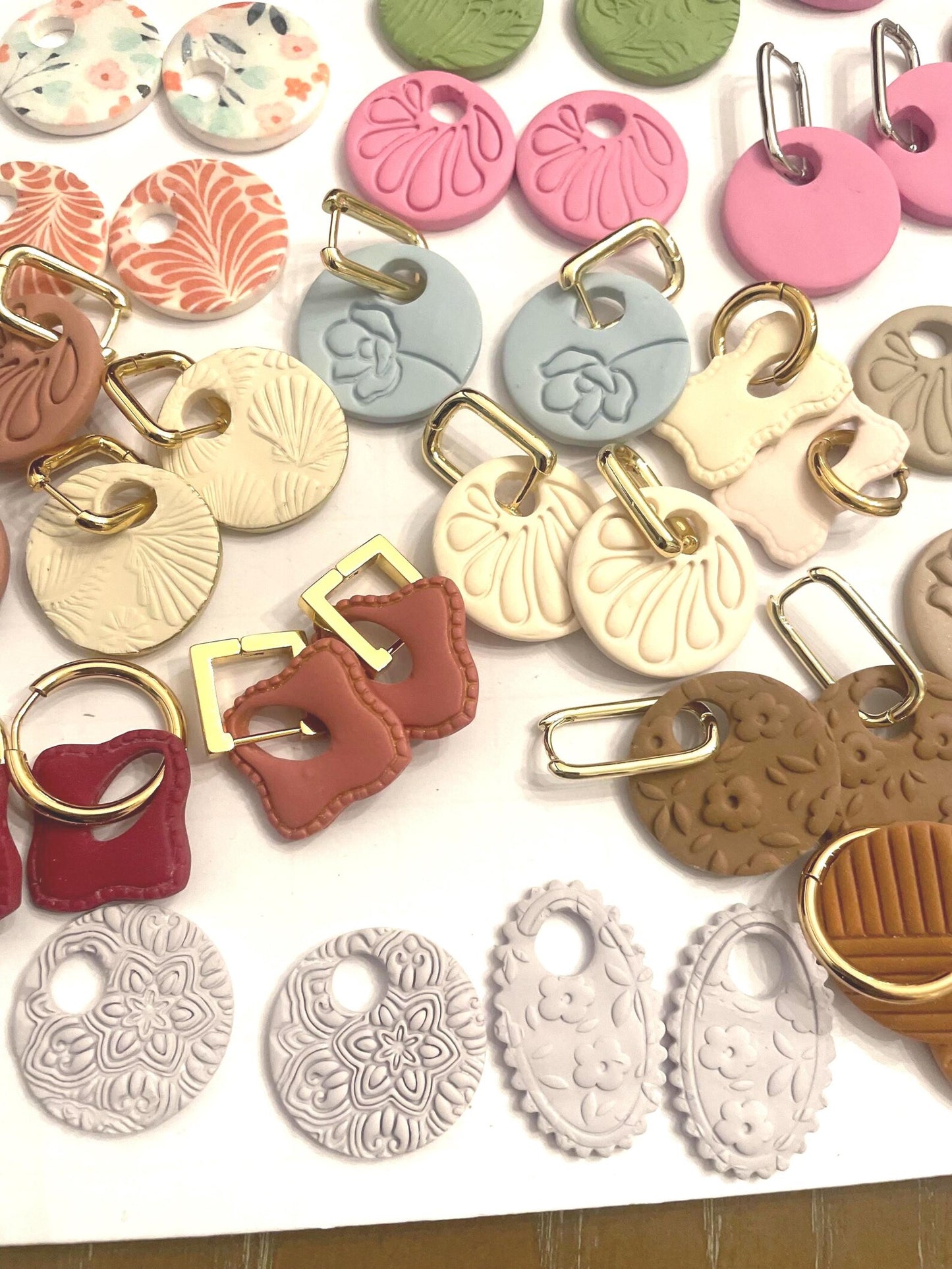 Handmade Polymer Clay Huggie Earrings | Interchangeable Charm Set