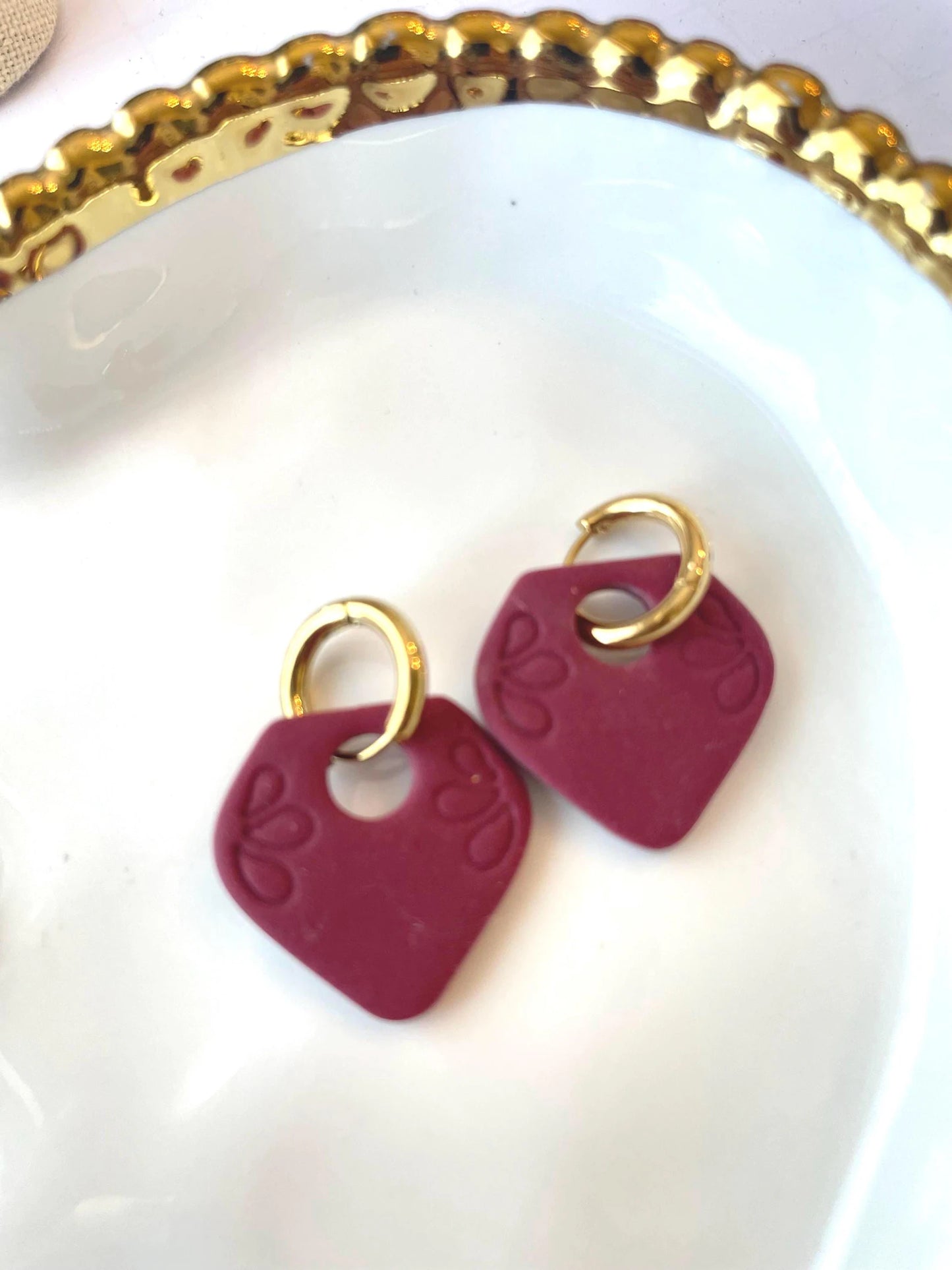 Handmade Polymer Clay Huggie Earrings | Interchangeable Charm Set