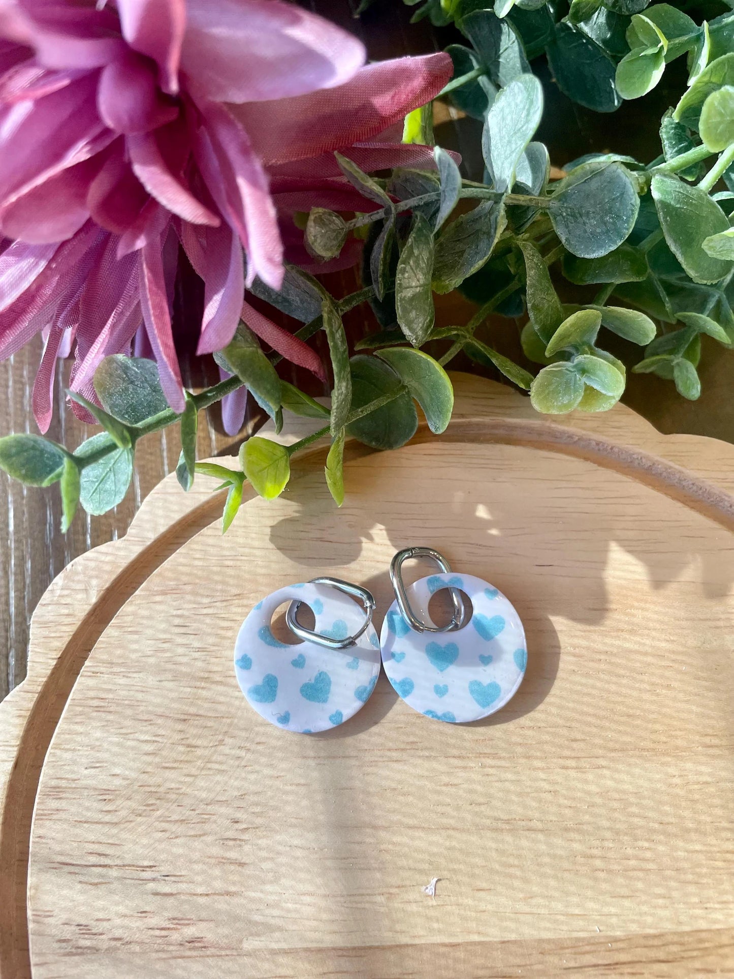 Handmade Polymer Clay Huggie Earrings | Interchangeable Charm Set