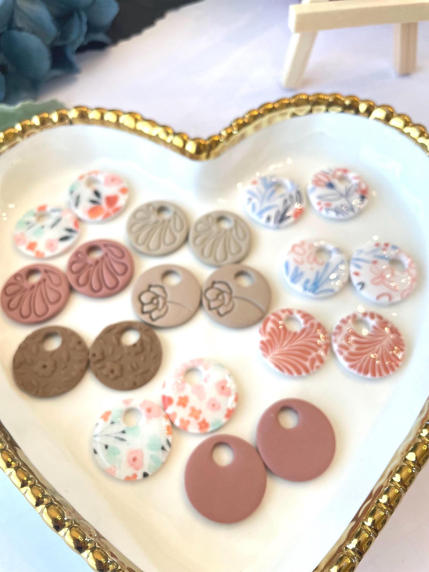 Handmade Polymer Clay Huggie Earrings | Interchangeable Charm Set