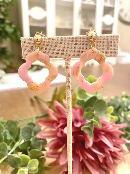 Pink Faux Stone | Handmade Polymer Clay Earrings