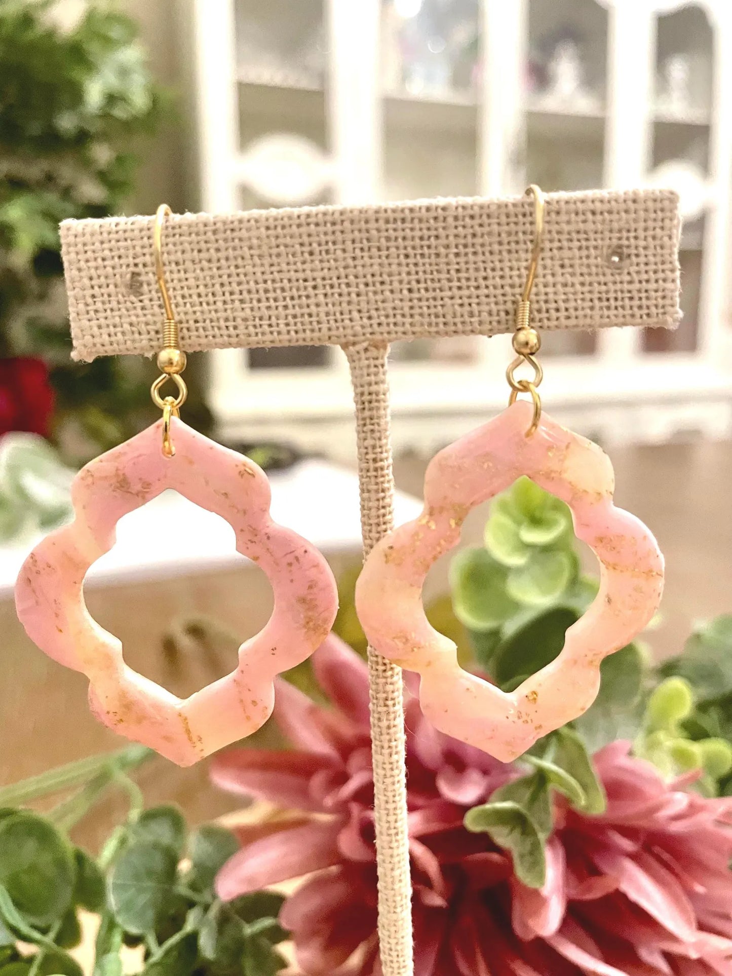 Pink Faux Stone | Handmade Polymer Clay Earrings