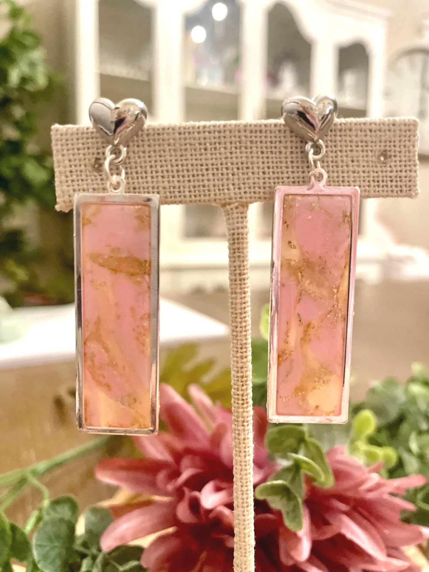 Pink Faux Stone | Handmade Polymer Clay Earrings