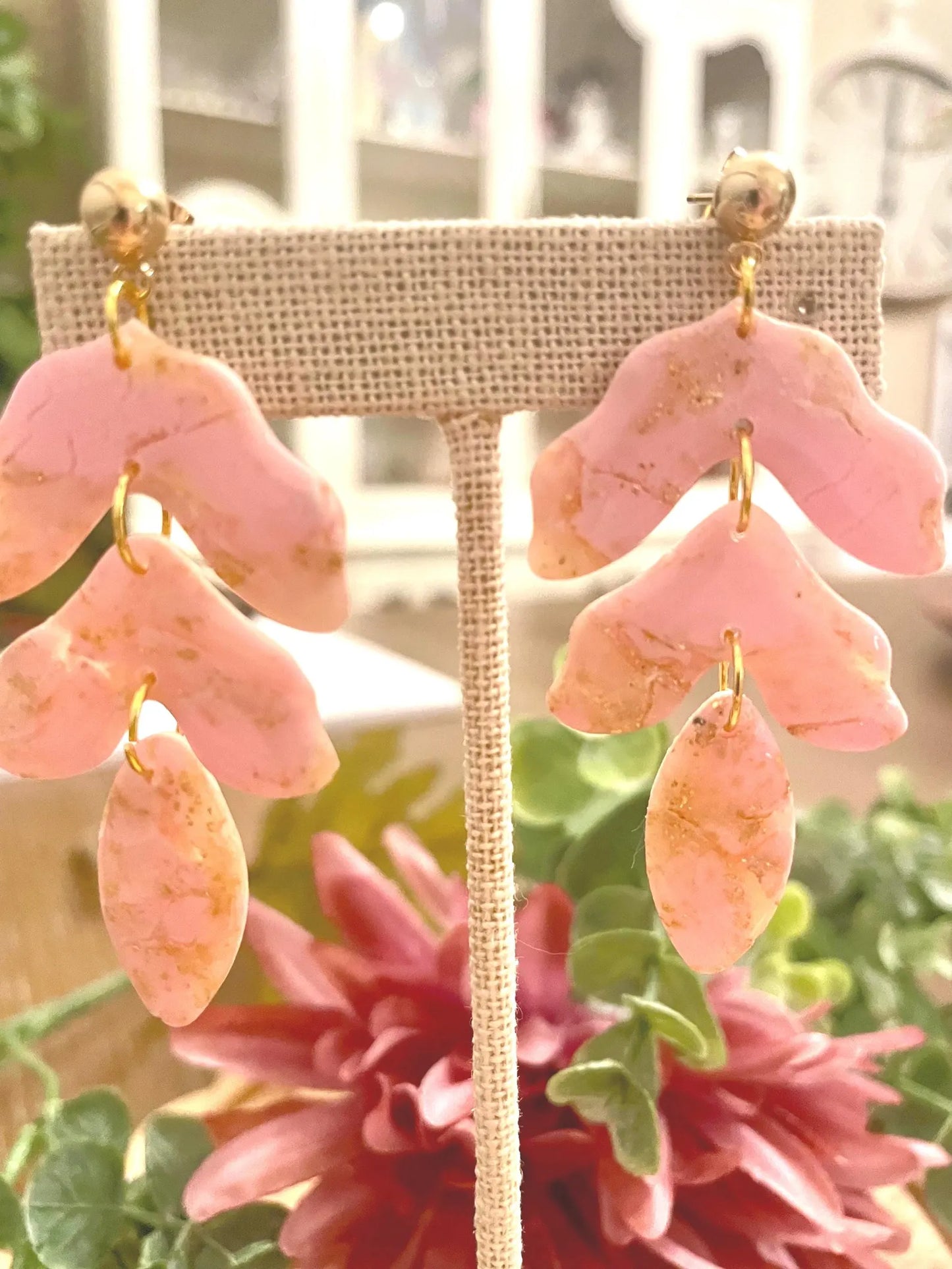 Pink Faux Stone | Handmade Polymer Clay Earrings
