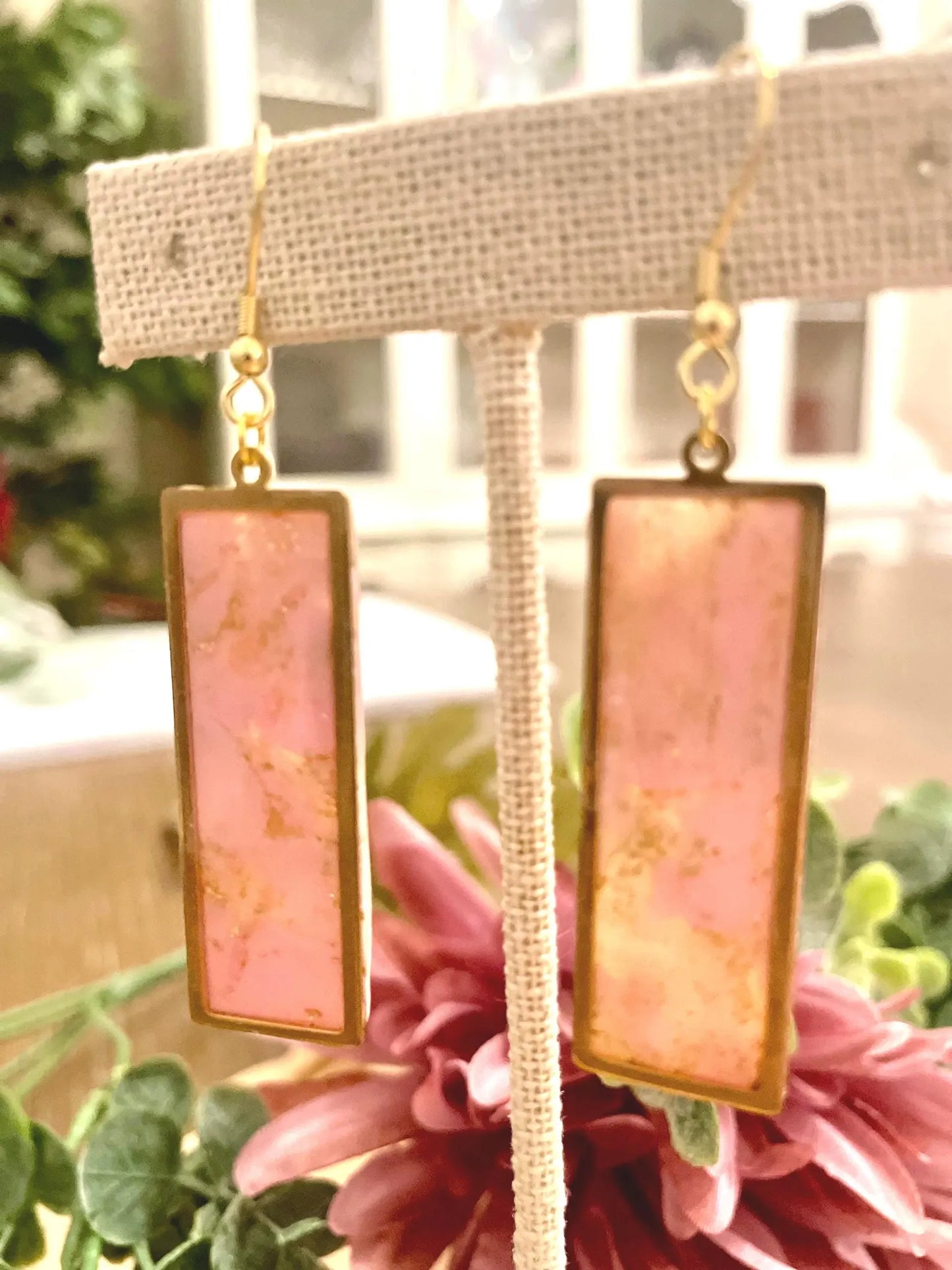 Pink Faux Stone | Handmade Polymer Clay Earrings