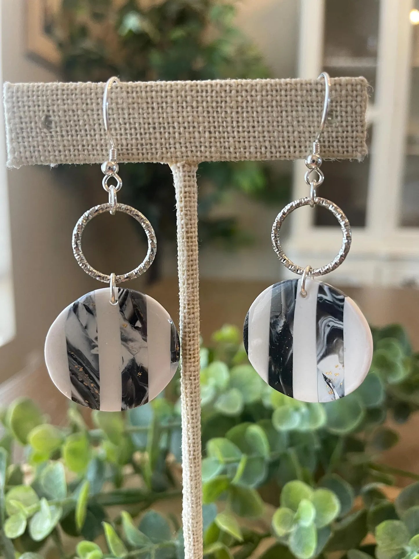 Black/White Marbled Earrings | Handmade Polymer Clay Jewelry