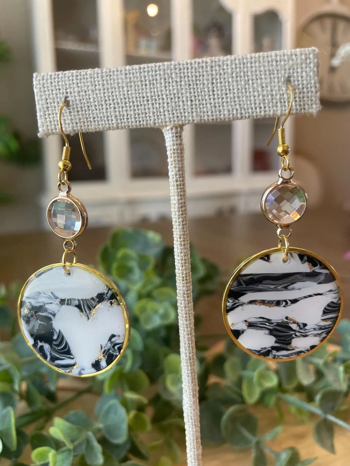Black/White Marbled Earrings | Handmade Polymer Clay Jewelry