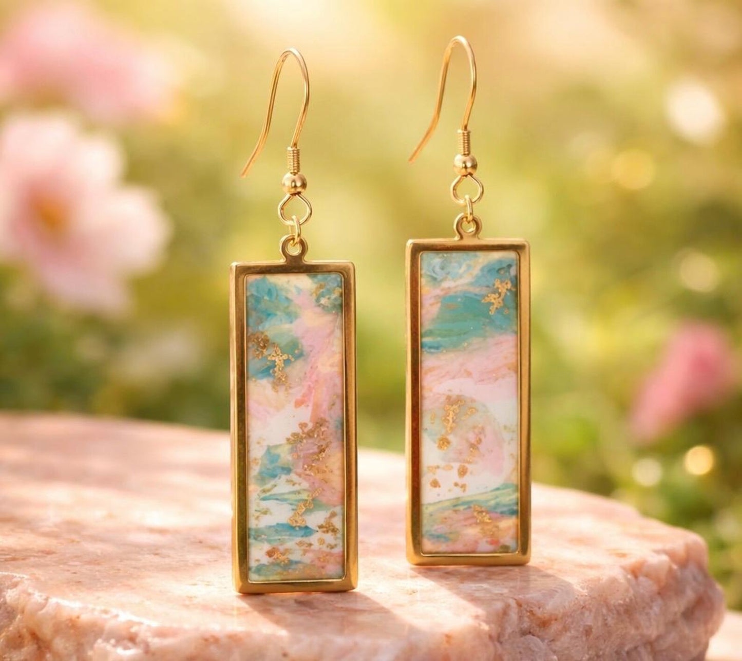 Spring Marbled Earrings | Polymer Clay | Handmade