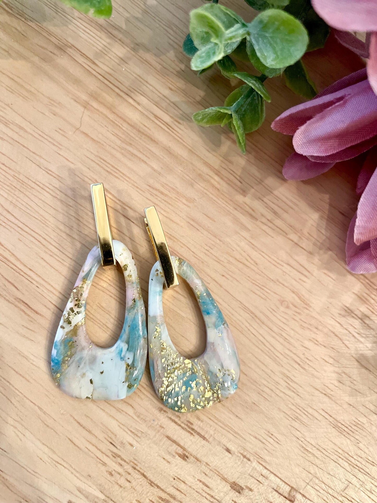 Spring Marbled Earrings | Polymer Clay | Handmade