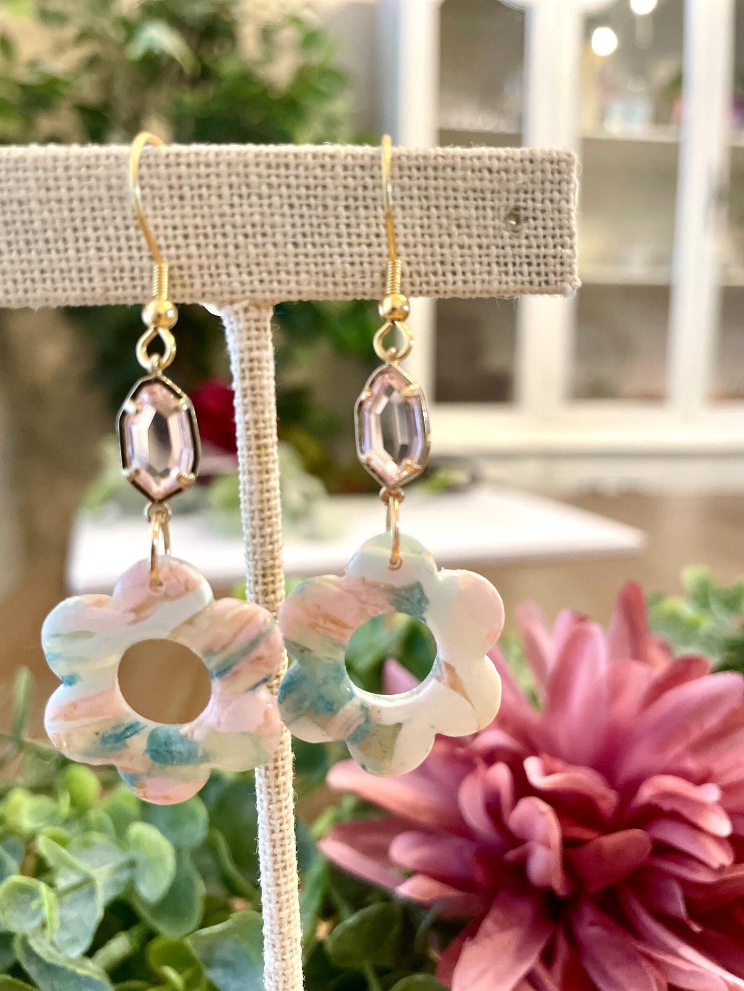 Spring Marbled Earrings | Polymer Clay | Handmade