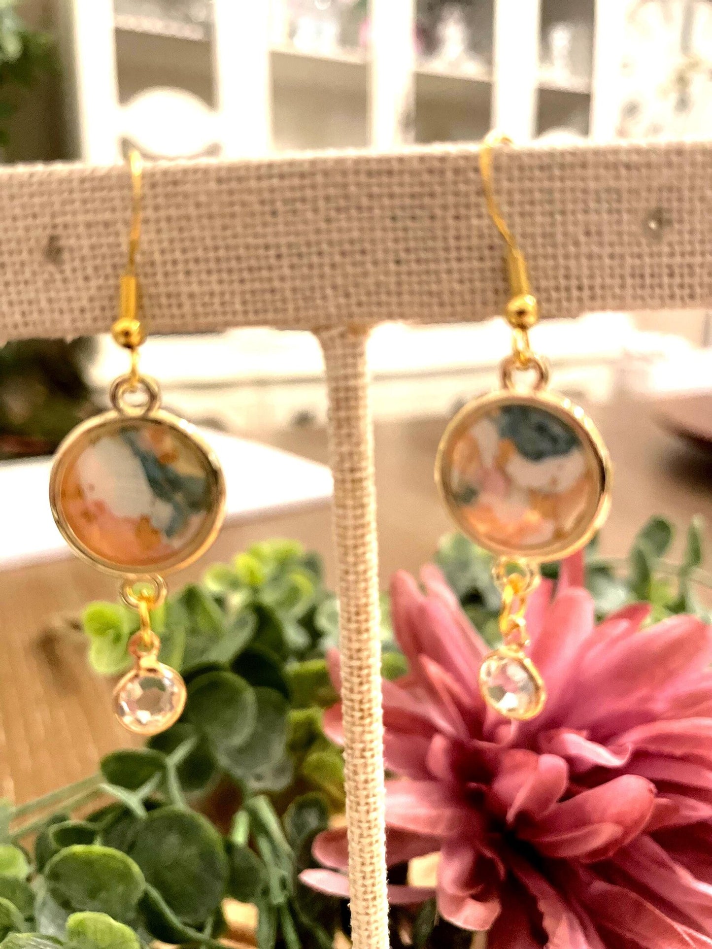 Spring Marbled Earrings | Polymer Clay | Handmade