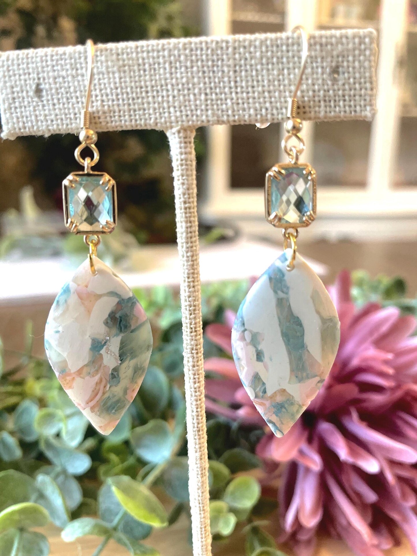 Spring Marbled Earrings | Polymer Clay | Handmade