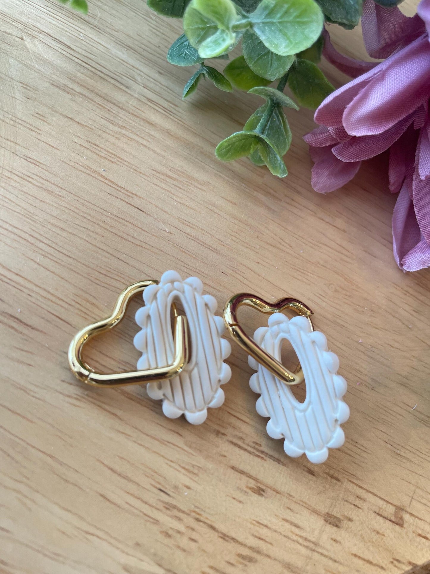 White/Cream Earrings | Polymer Clay | Handmade