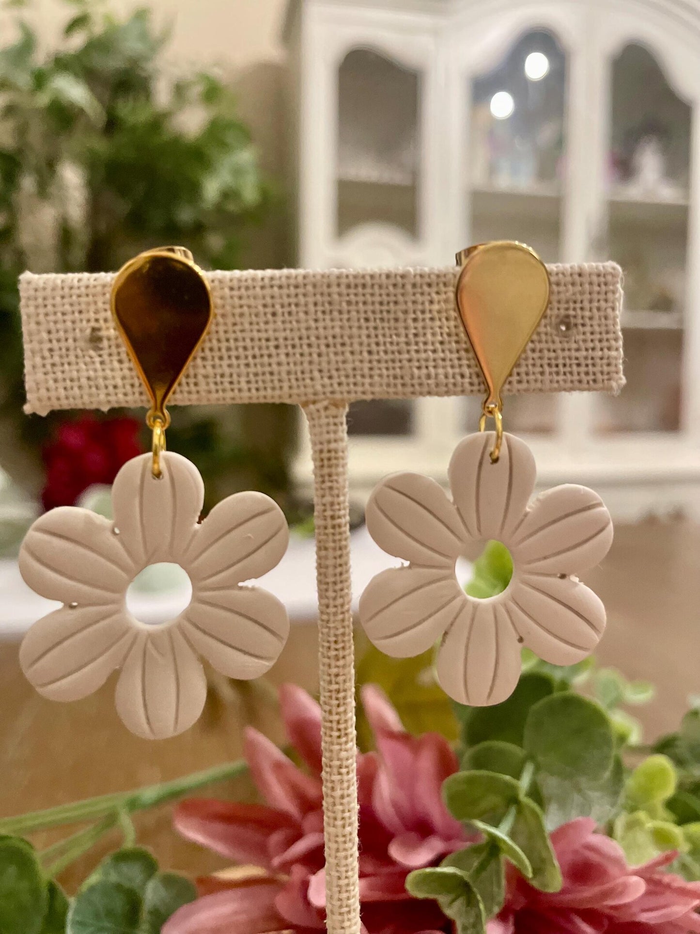 White/Cream Earrings | Polymer Clay | Handmade