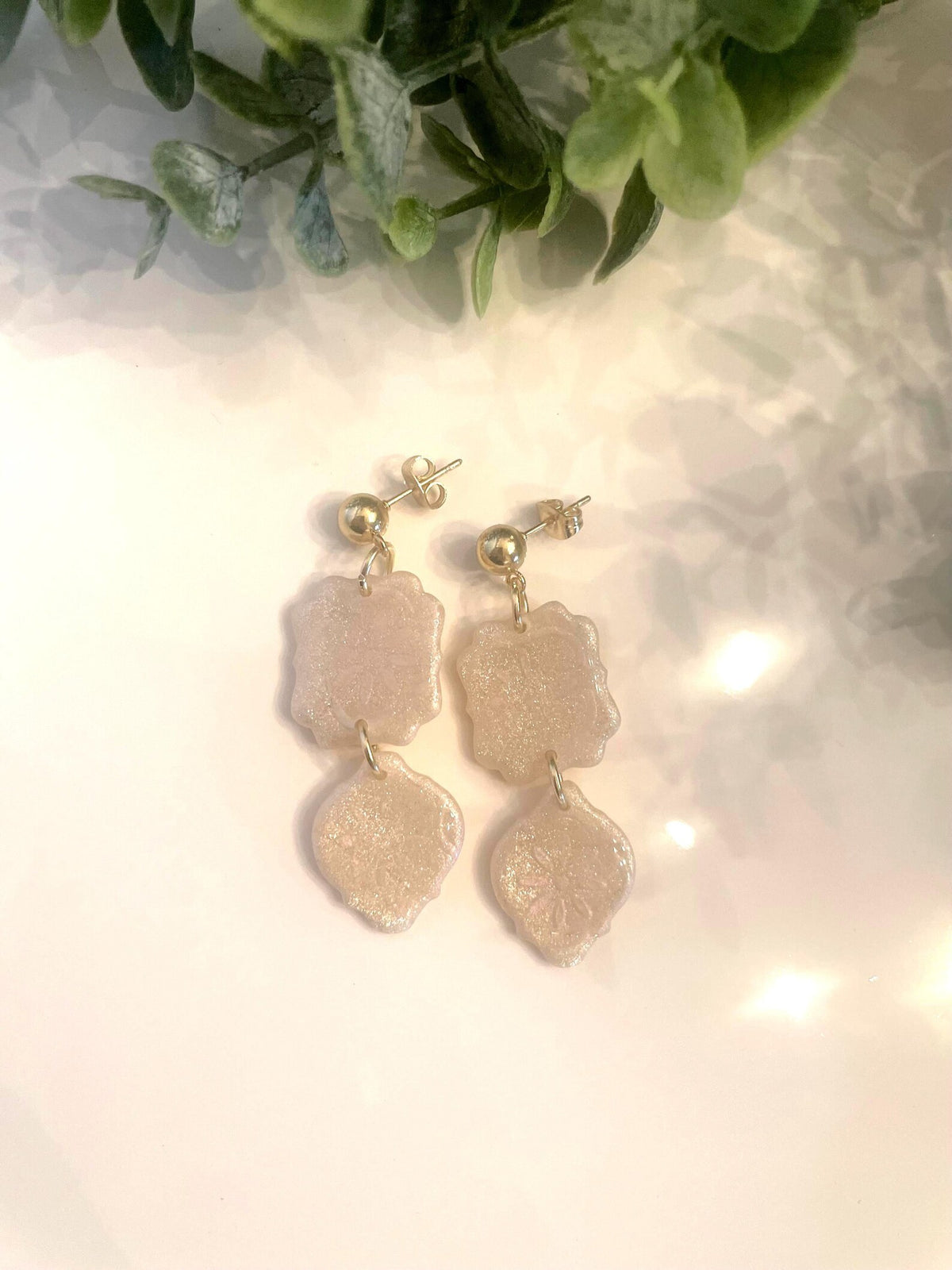 Gold Translucent Earrings | Polymer Clay | Handmade