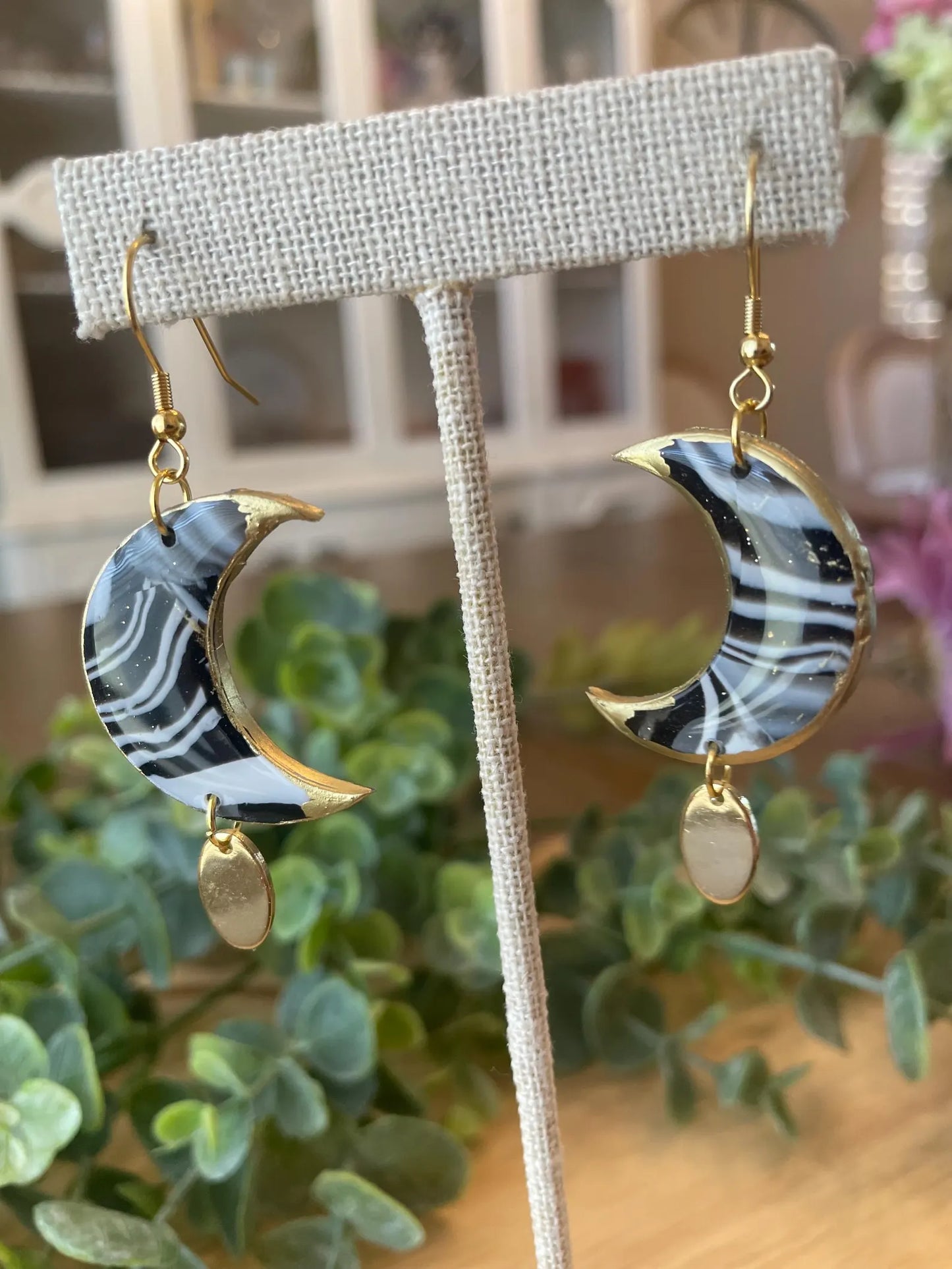 Black/White Marbled Earrings | Handmade Polymer Clay Jewelry