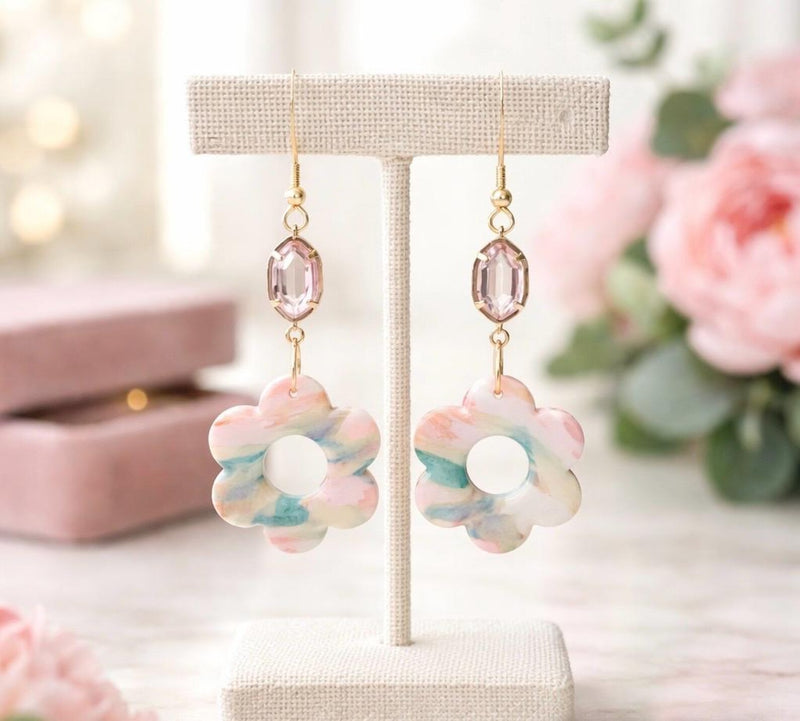 Spring Marbled Earrings | Polymer Clay | Handmade