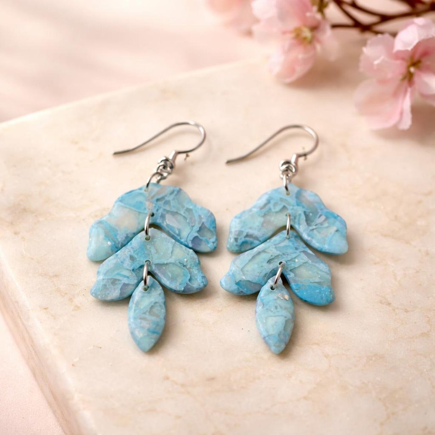 Spring Marbled Earrings | Polymer Clay | Handmade