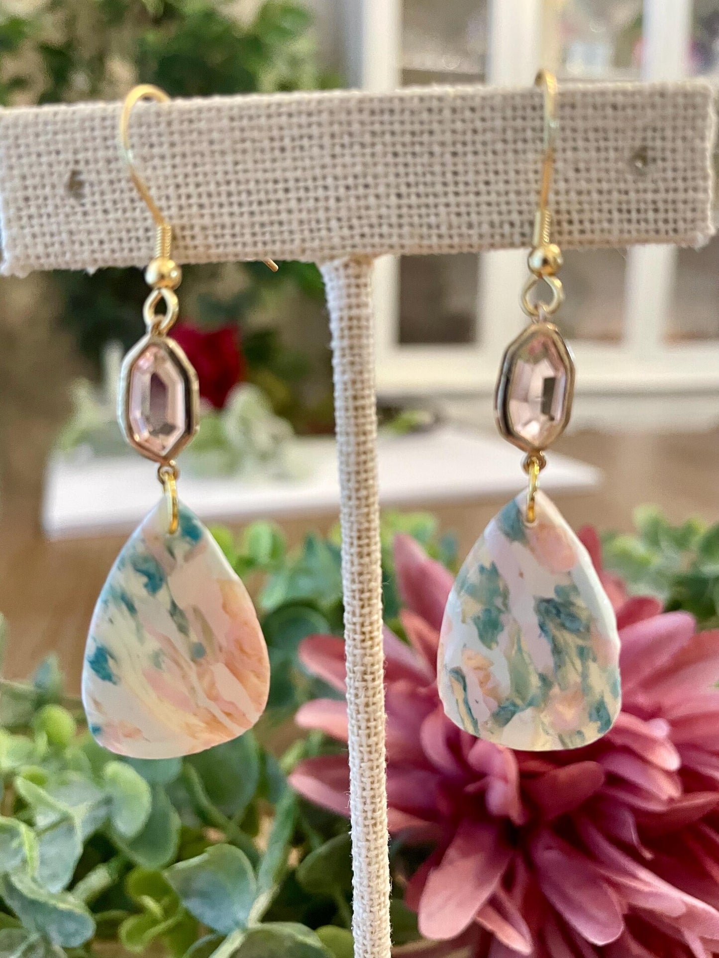 Spring Marbled Earrings | Polymer Clay | Handmade