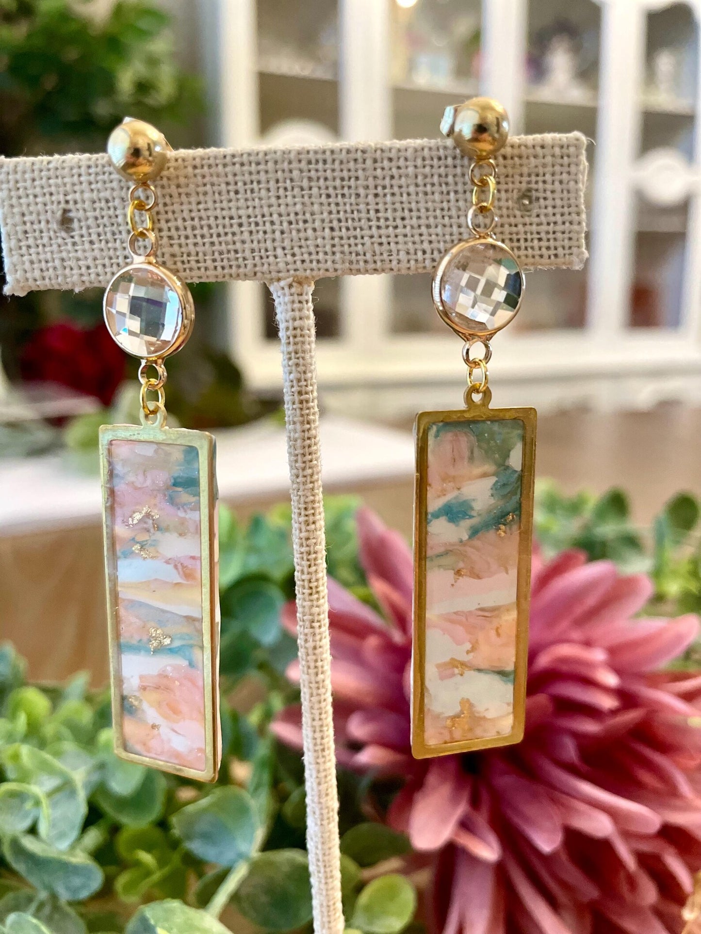 Spring Marbled Earrings | Polymer Clay | Handmade