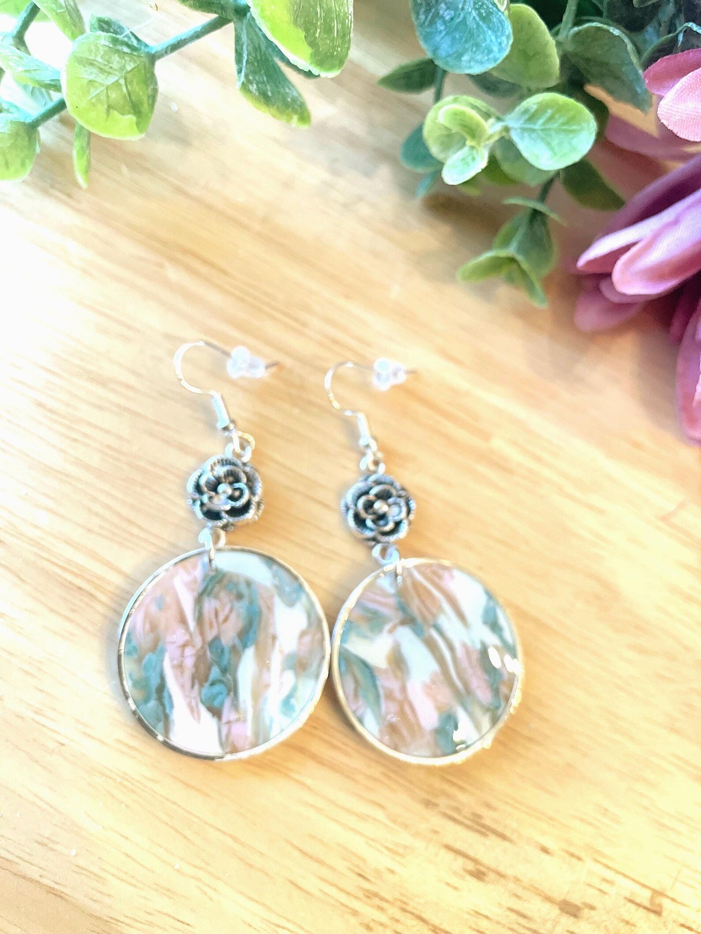 Spring Marbled Earrings | Polymer Clay | Handmade
