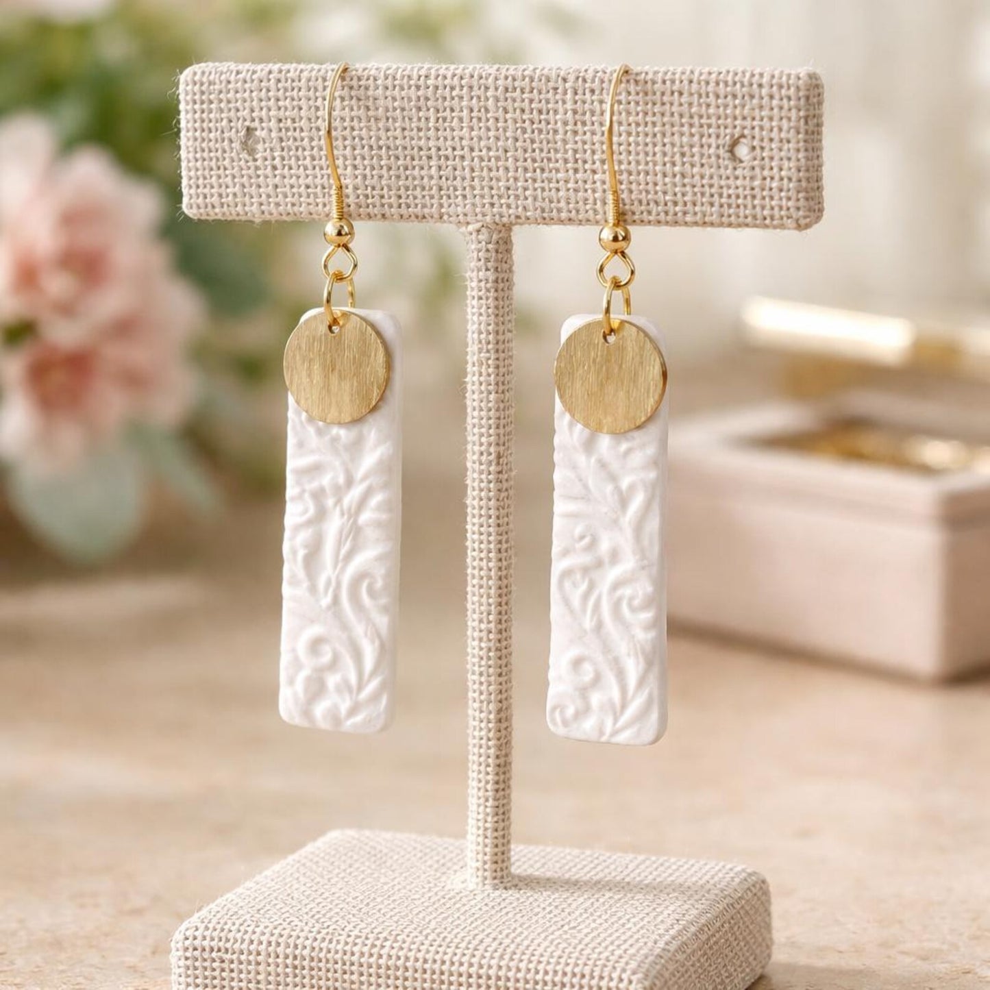 White/Cream Earrings | Polymer Clay | Handmade