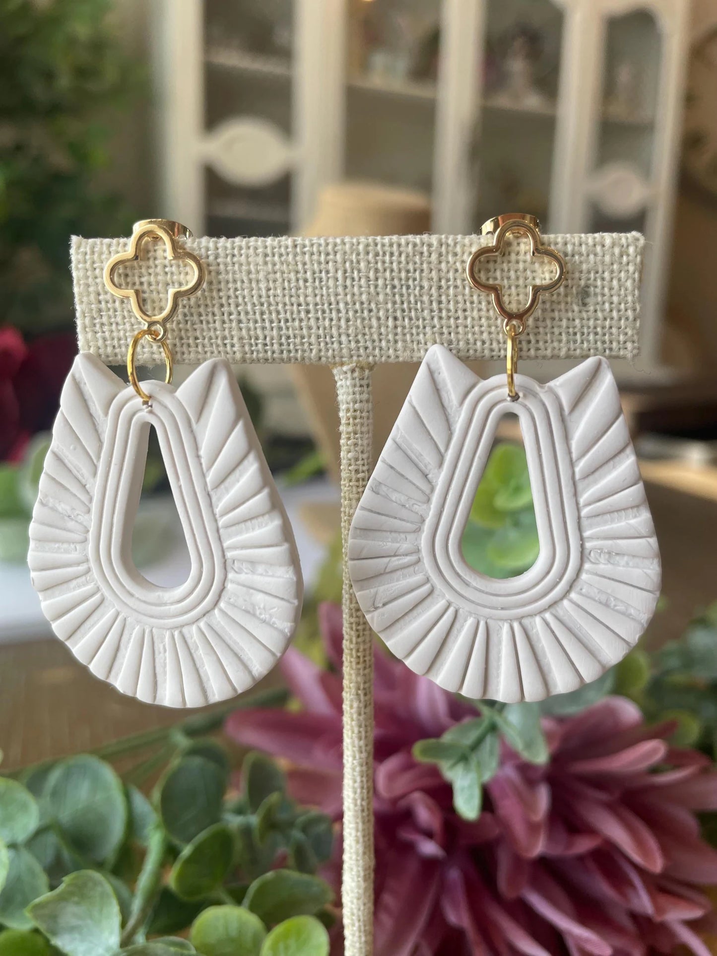 White/Cream Earrings | Polymer Clay | Handmade