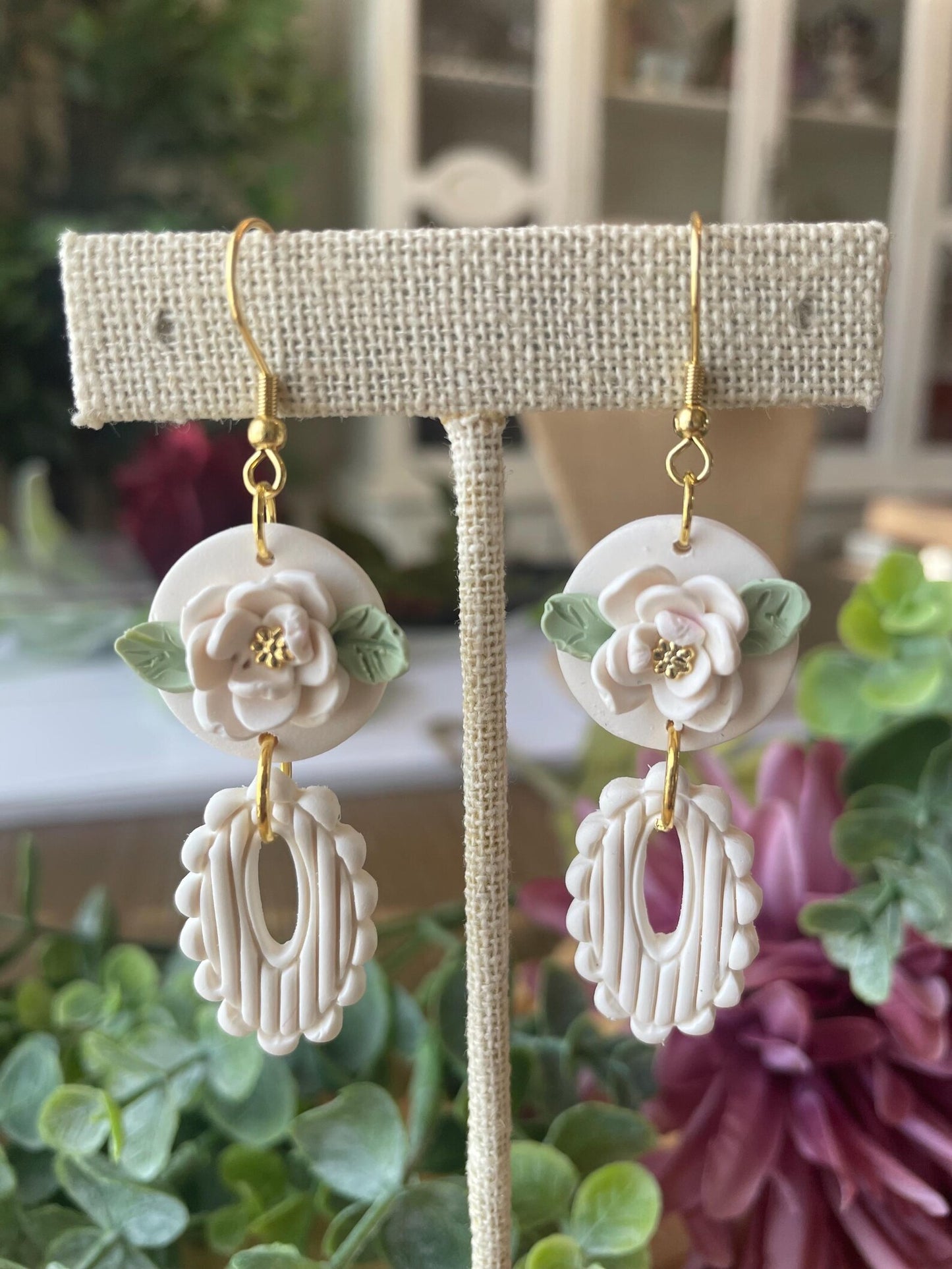 White/Cream Earrings | Polymer Clay | Handmade