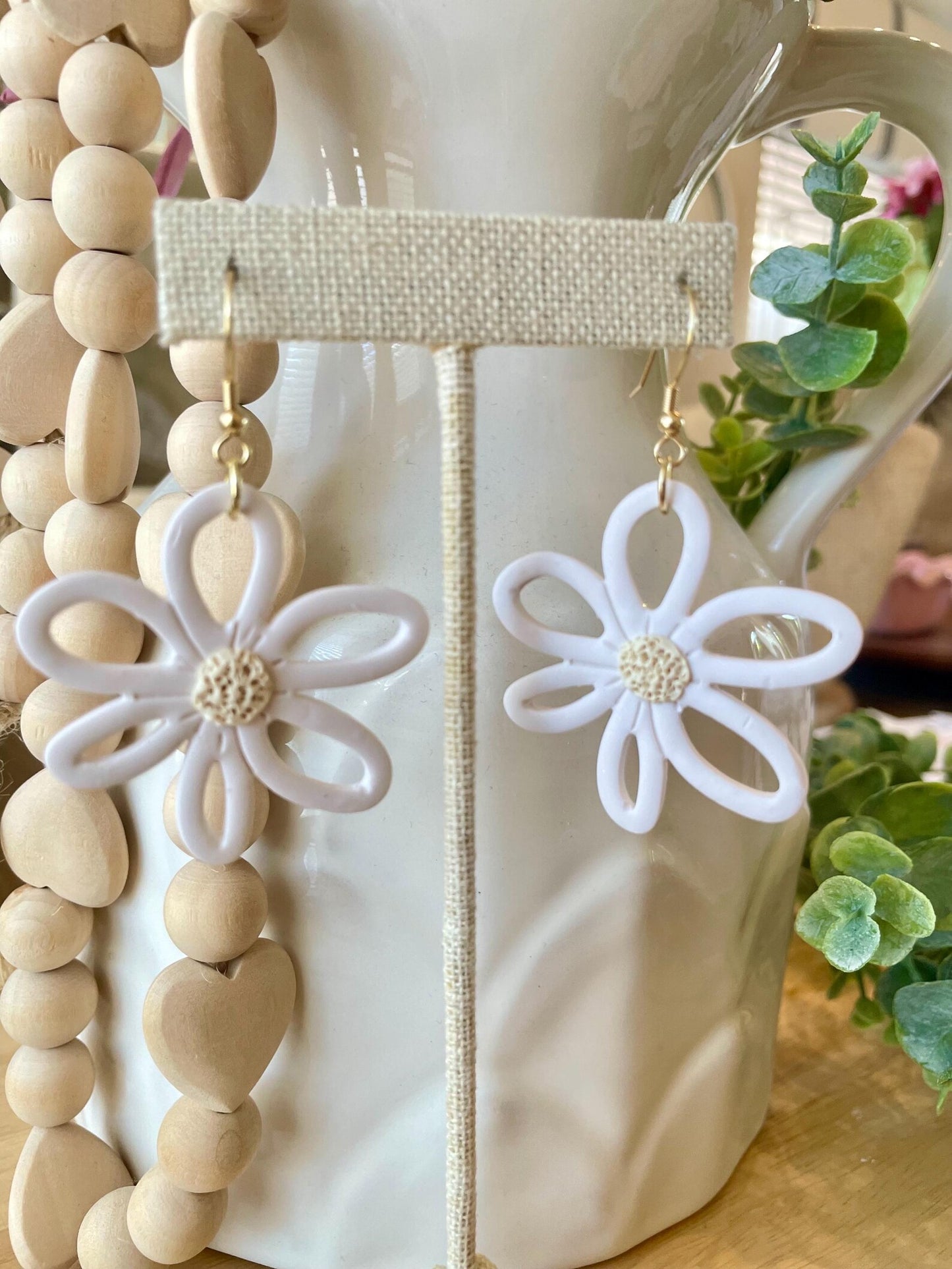 White/Cream Earrings | Polymer Clay | Handmade
