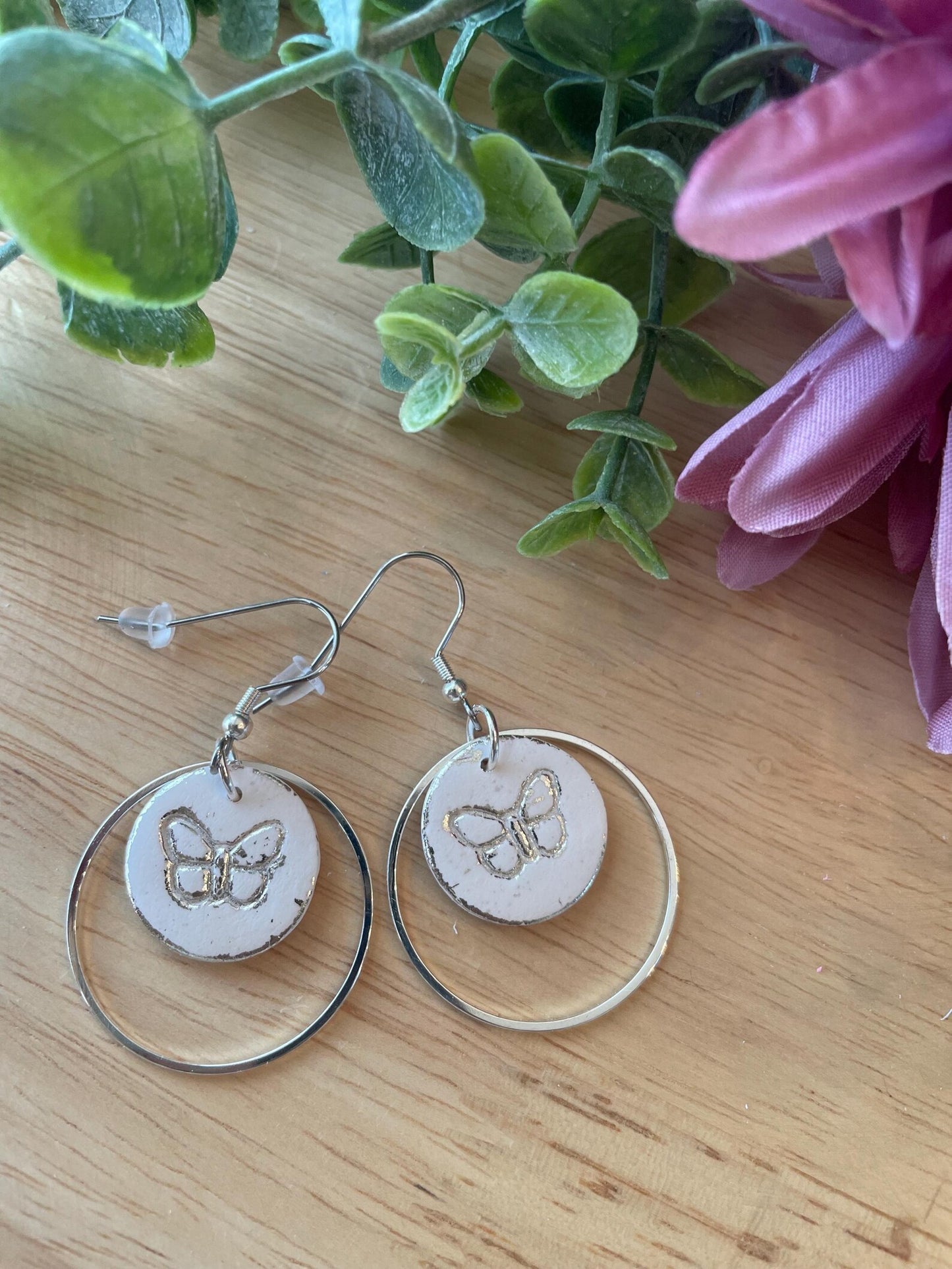 White/Cream Earrings | Polymer Clay | Handmade