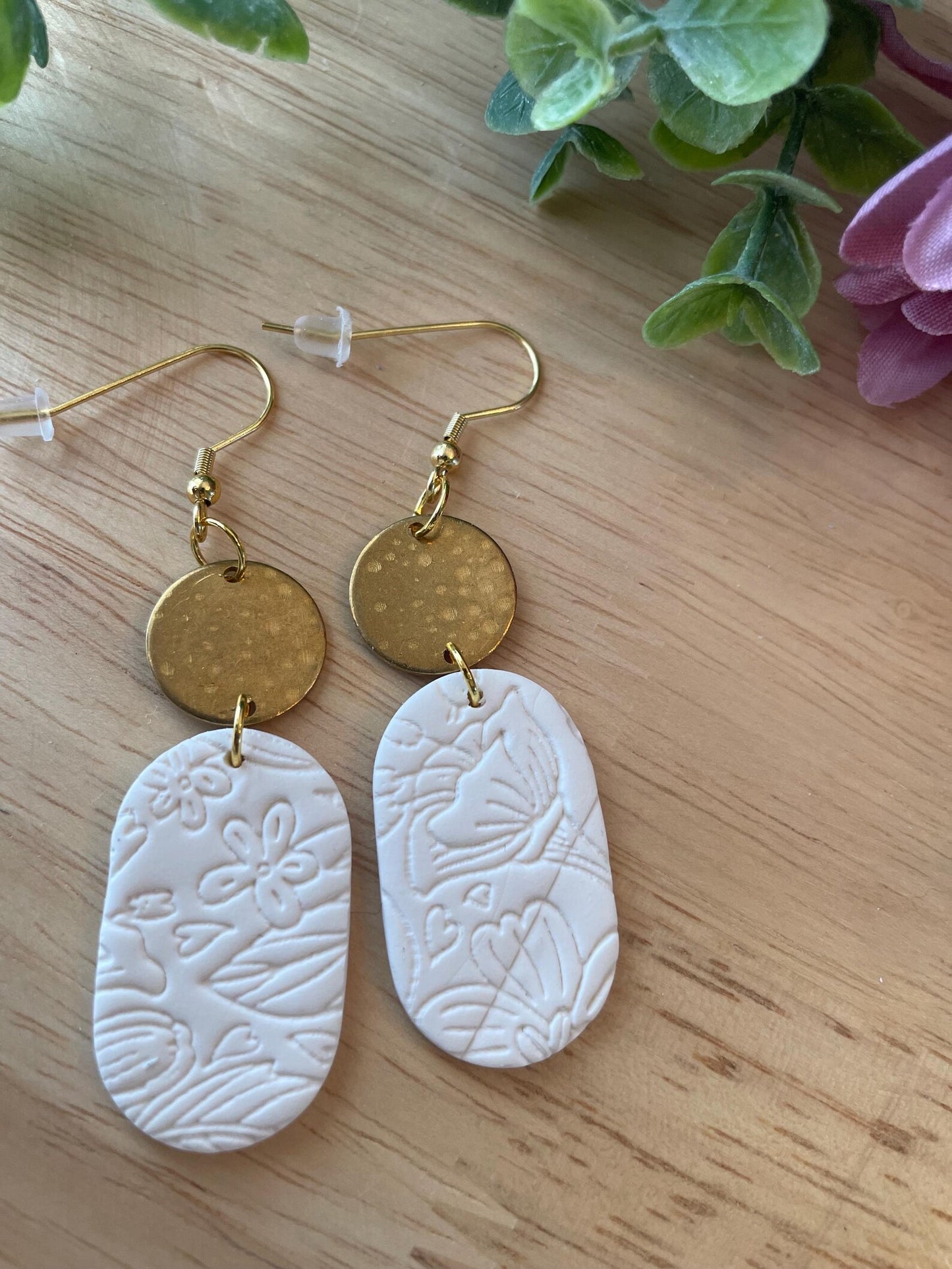 White/Cream Earrings | Polymer Clay | Handmade